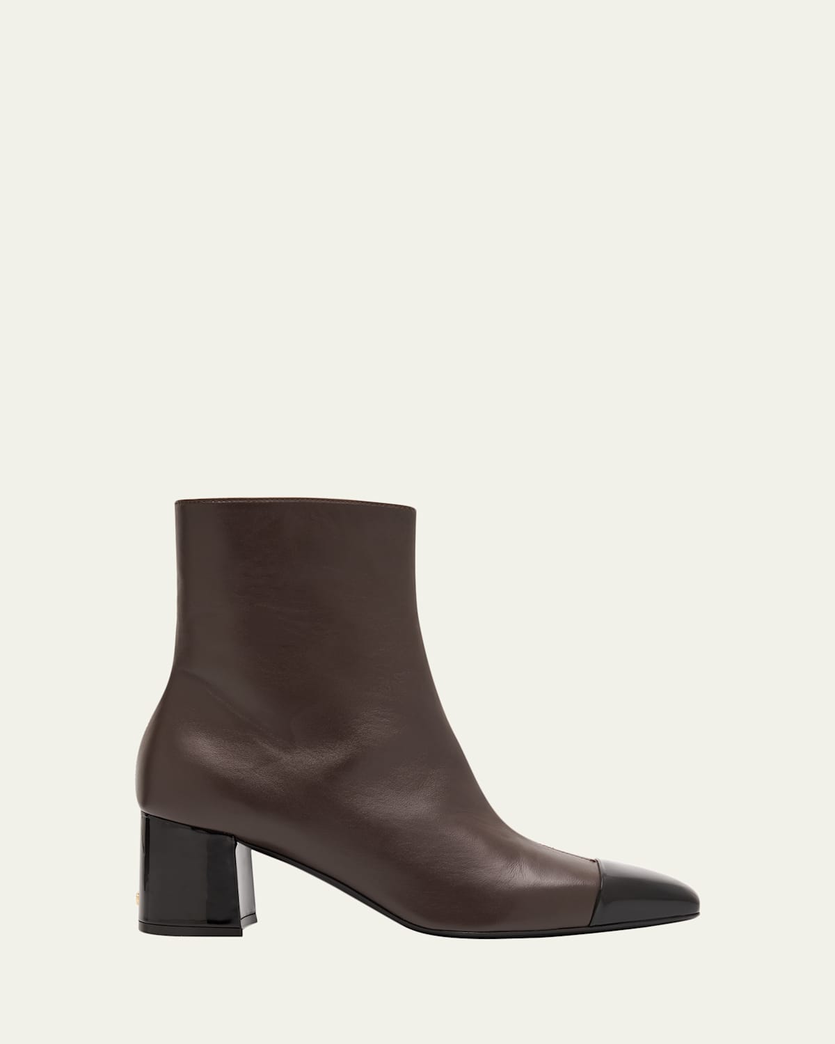 Ferragamo Sambi Cap-toe Leather Ankle Boots In Brown