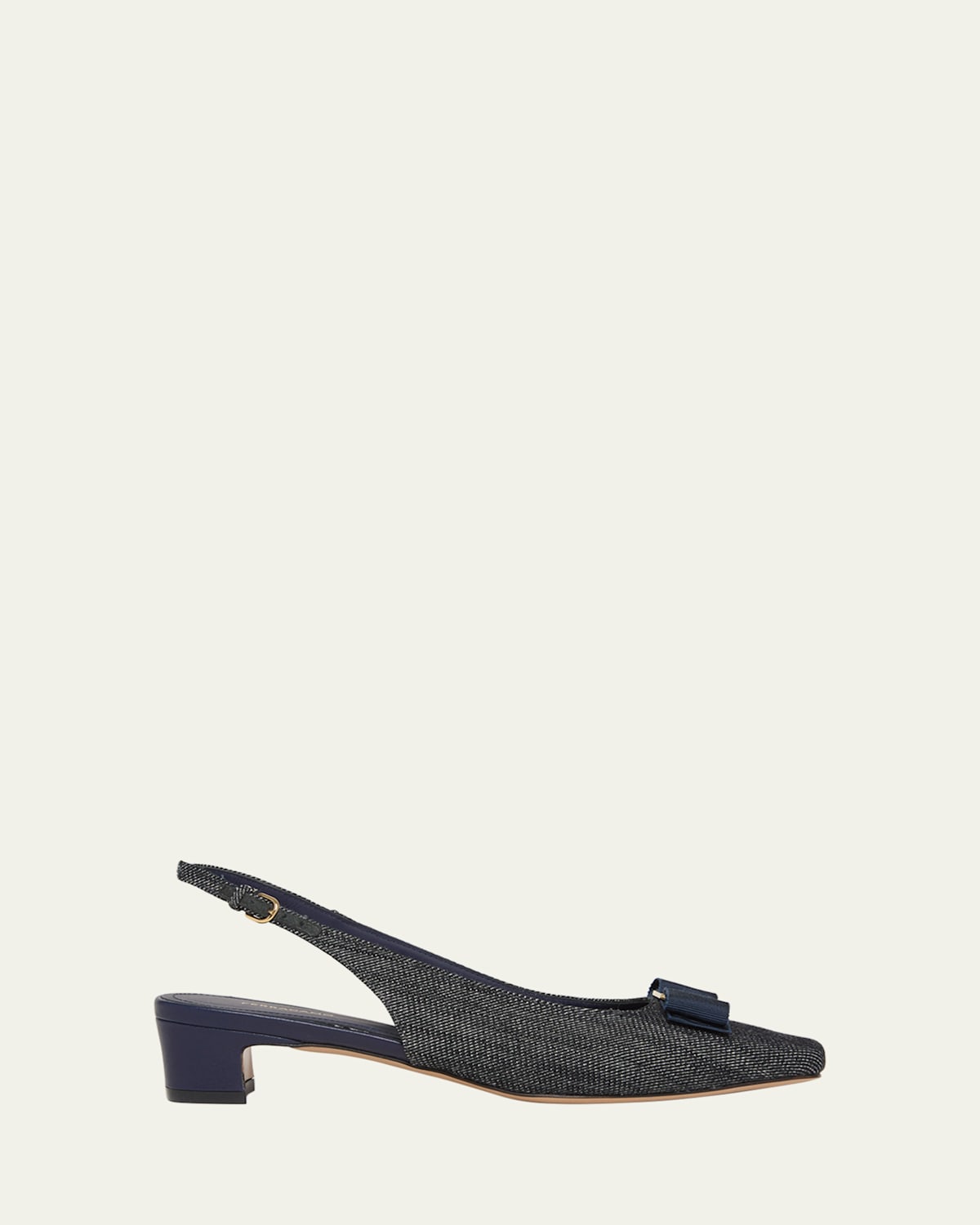 Ferragamo Rivada Denim Bow Slingback Pumps
