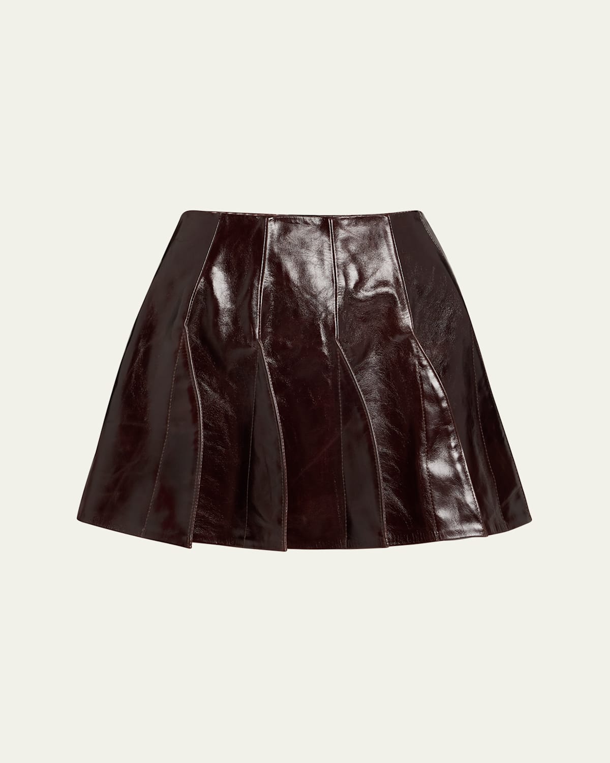 Ellis Fit-and-Flare Mini Leather Skirt