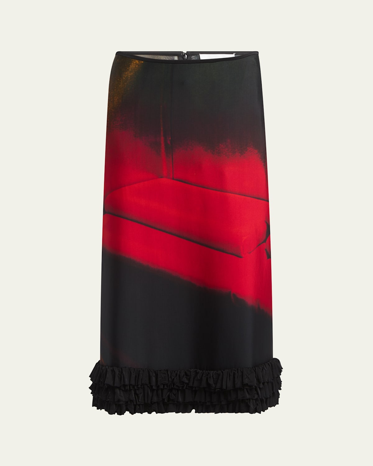 Jil Sander Abstract Straight Ruched Midi Skirt In Ruby Velve