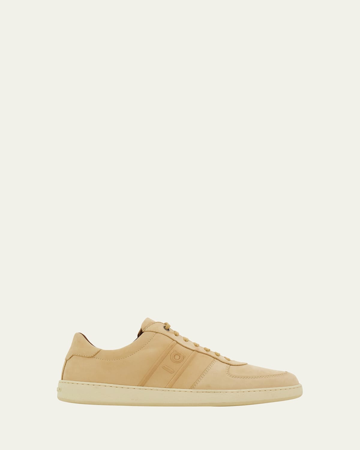 Ferragamo Men's Adam Nubuck Embossed Gancini Sneakers In Brown