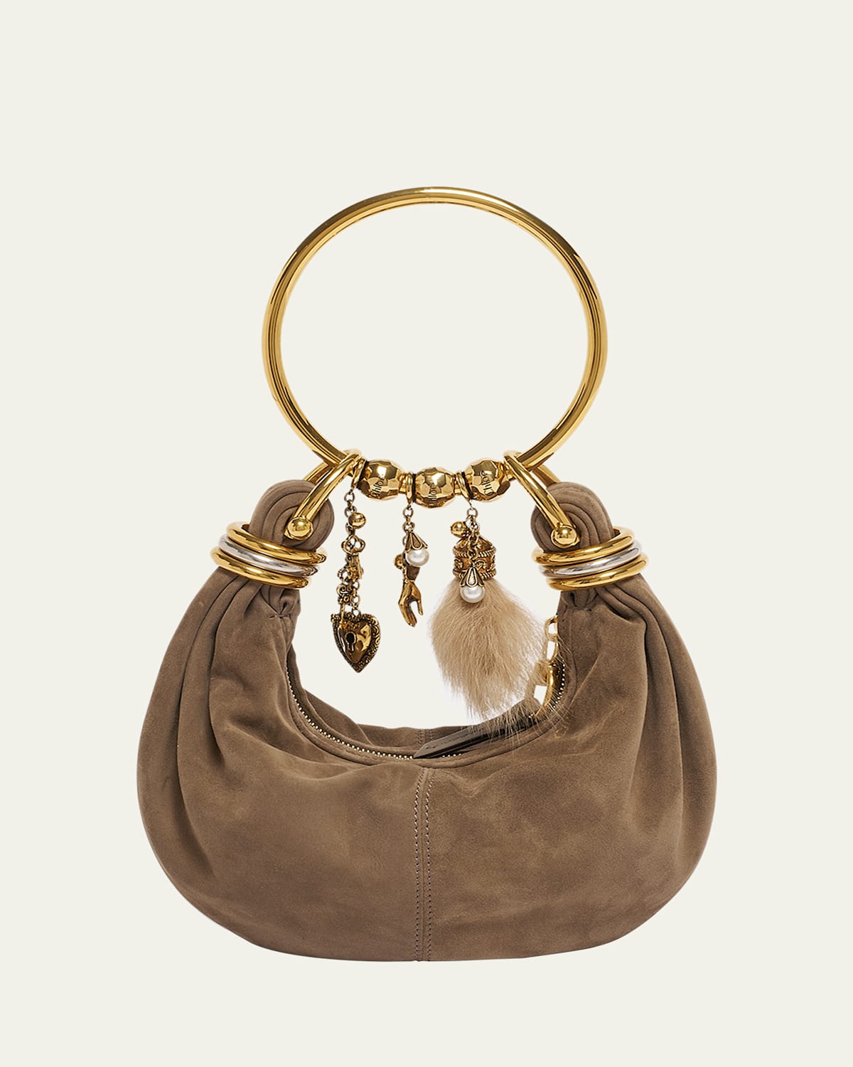 Chloé Bracelet Hobo Bag In Suede In Brown