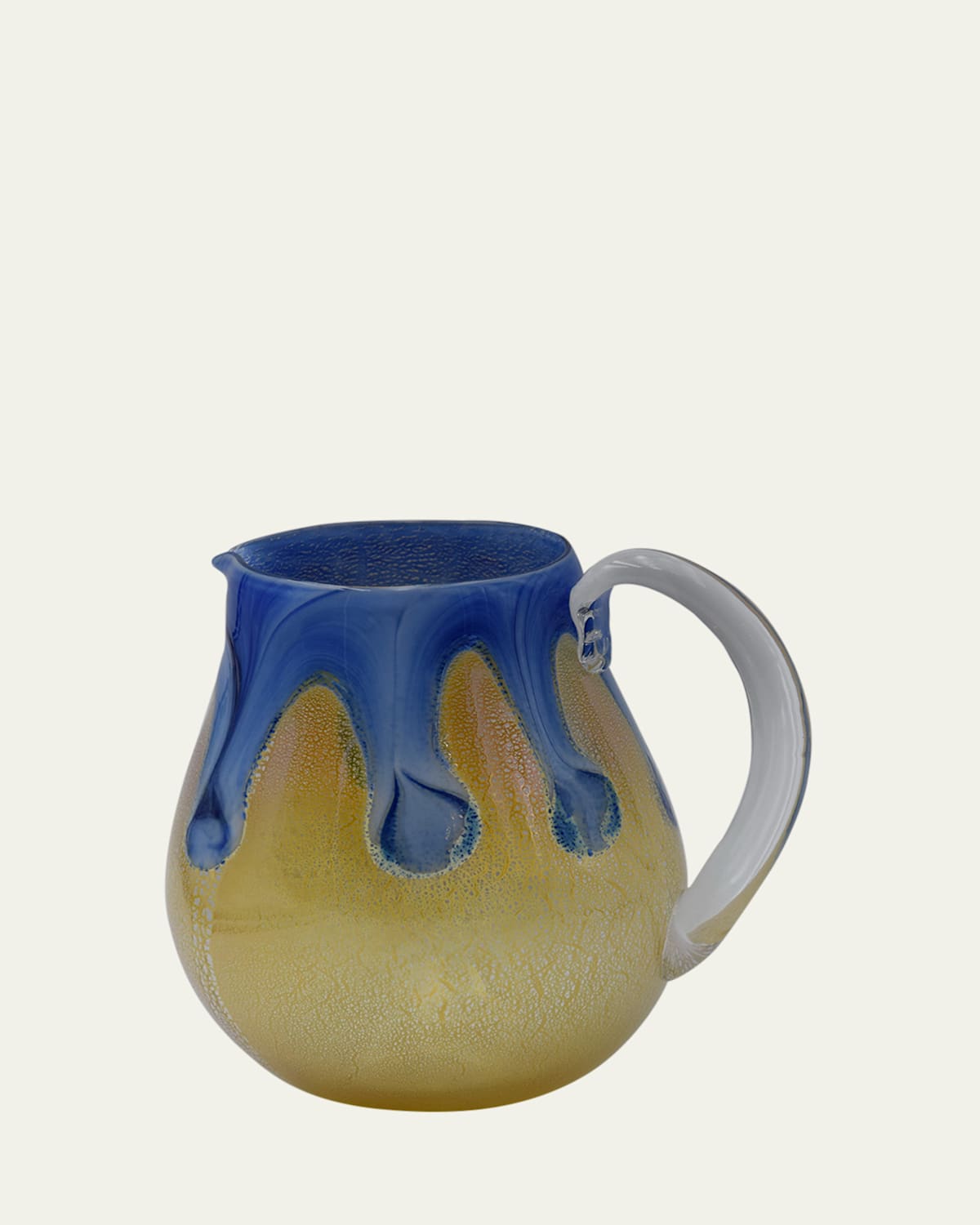 4 GLASS MURANO Goccia Cobalt Blue Pitcher with Handle, 50 oz.