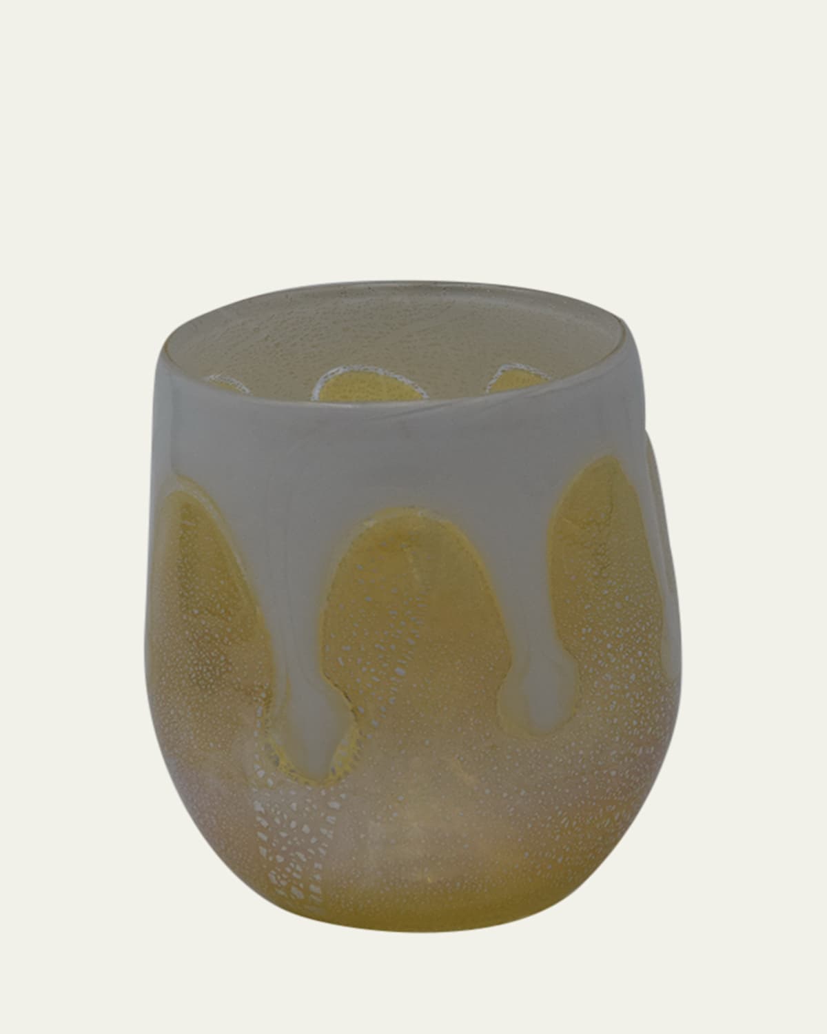 4 GLASS MURANO Goccia White Drinking Glass, 10 oz.