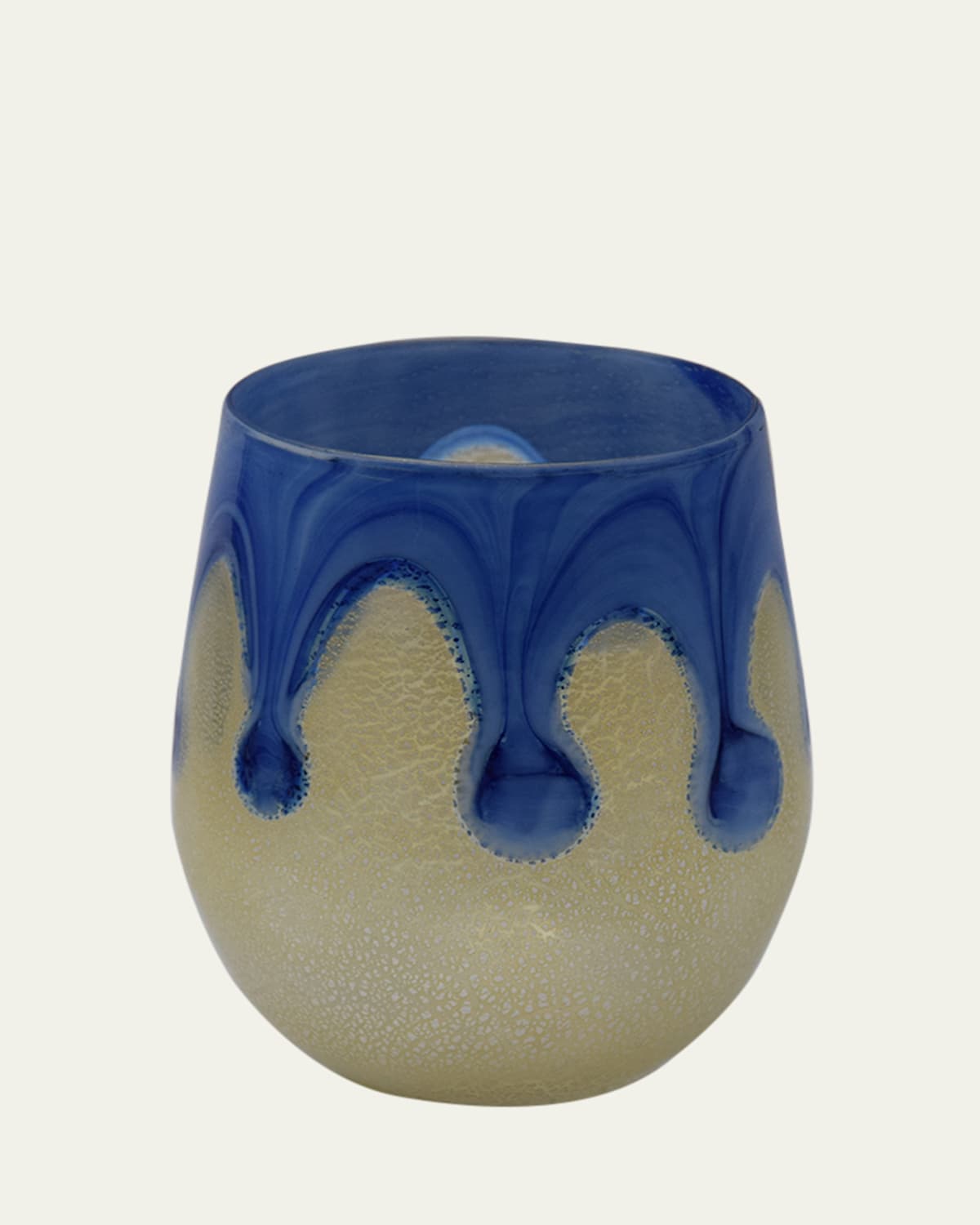 4 GLASS MURANO Goccia Cobalt Blue Drinking Glass, 10 oz.