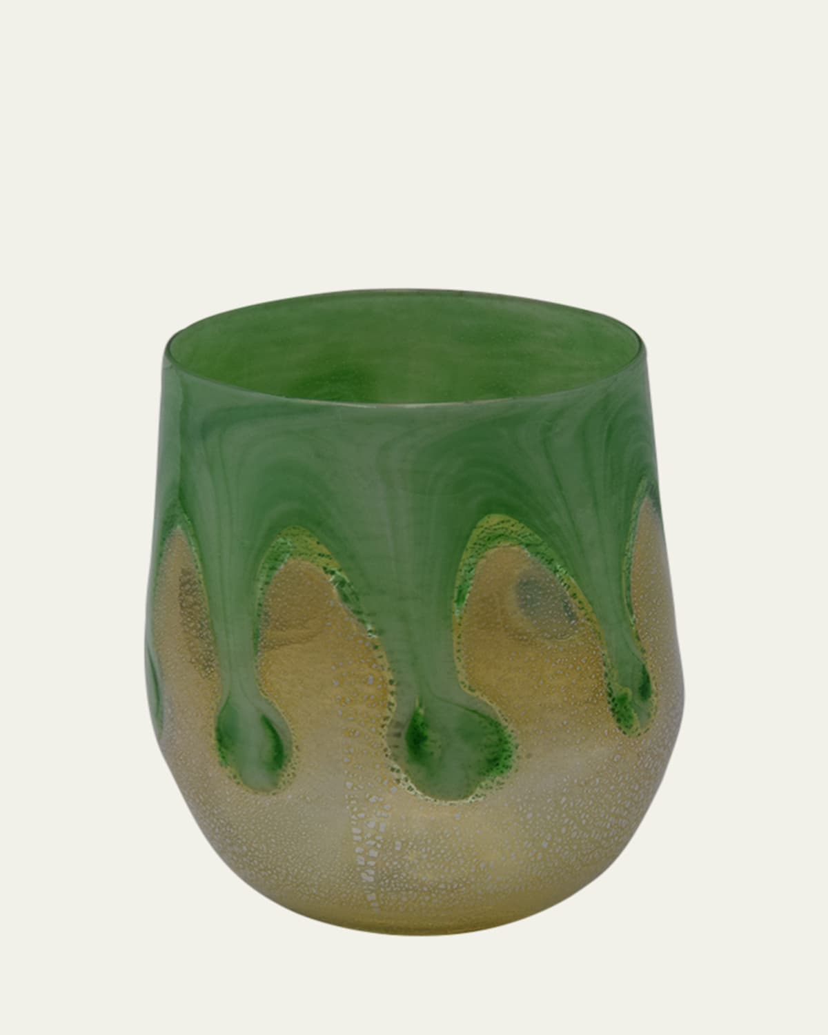 4 GLASS MURANO Goccia Emerald Green Drinking Glass, 10 oz.