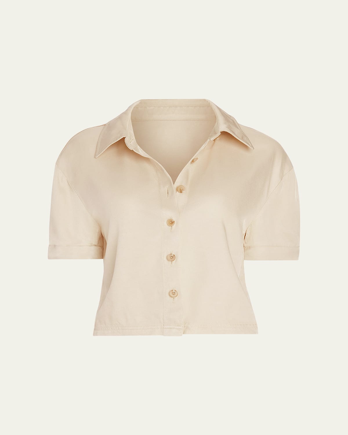 Ramy Brook Ophelia Cropped Button-front Shirt In Sandstone