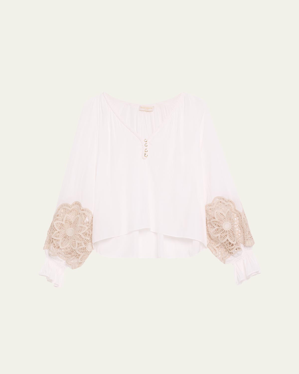 RAMY BROOK ADELAIDE CUTOUT EMBROIDERED LONG-SLEEVE BLOUSE 