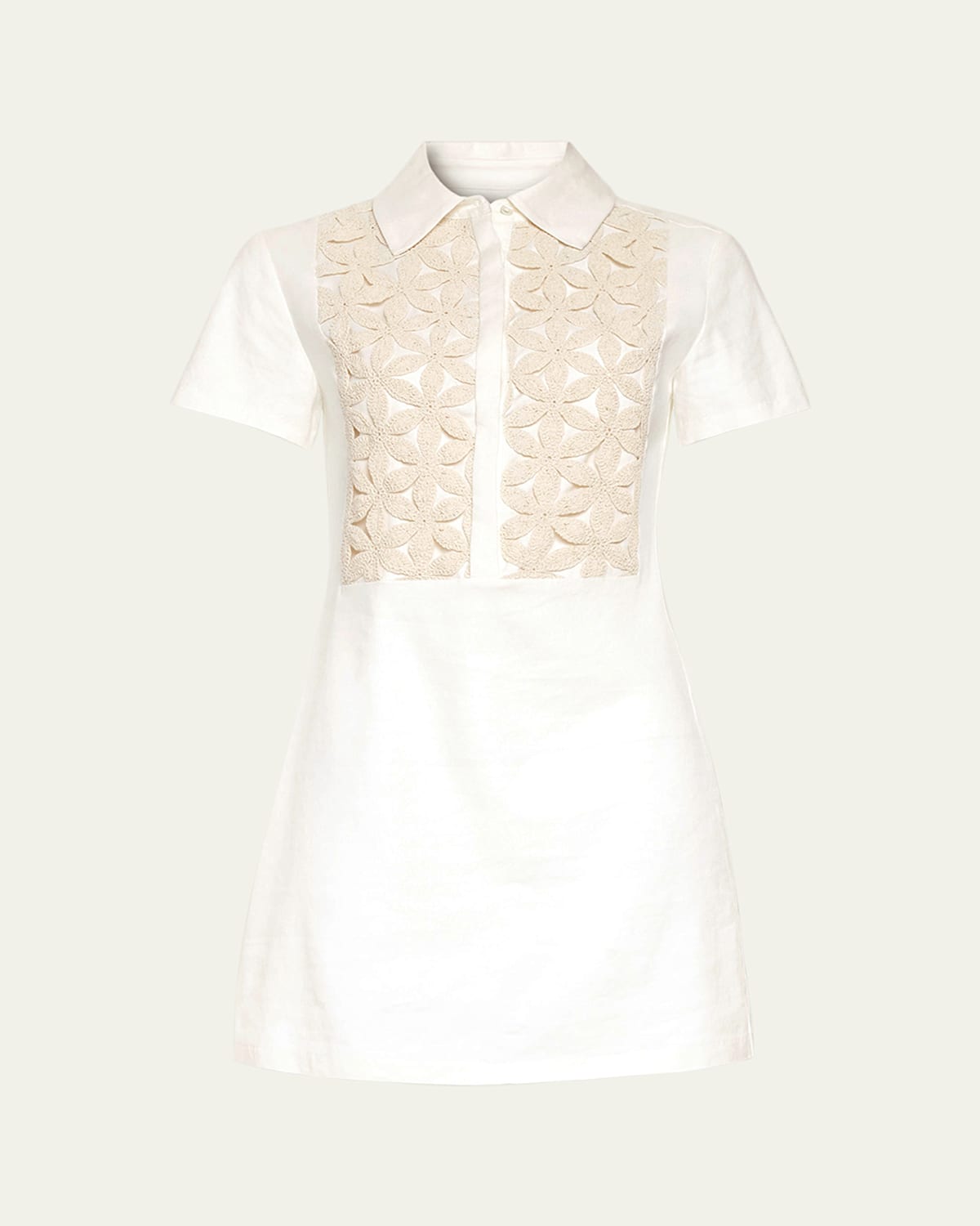 Sabrina Floral Crochet Mini Shirtdress