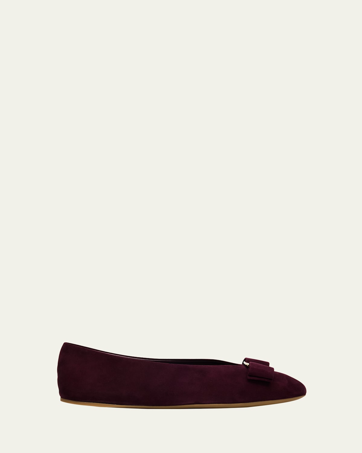 Ferragamo Vanna Suede Bow Ballerina Flats