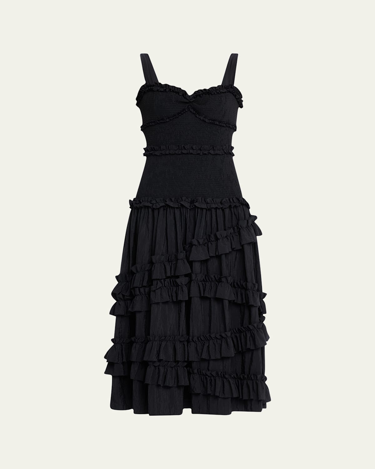 Cinq À Sept Ordina Sleeveless Ruffle Midi Dress