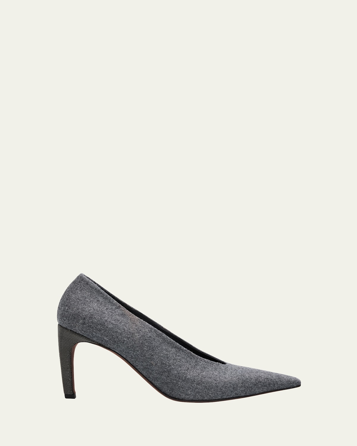 Brunello Cucinelli Flannel Wool Monili-heel Pumps In Black