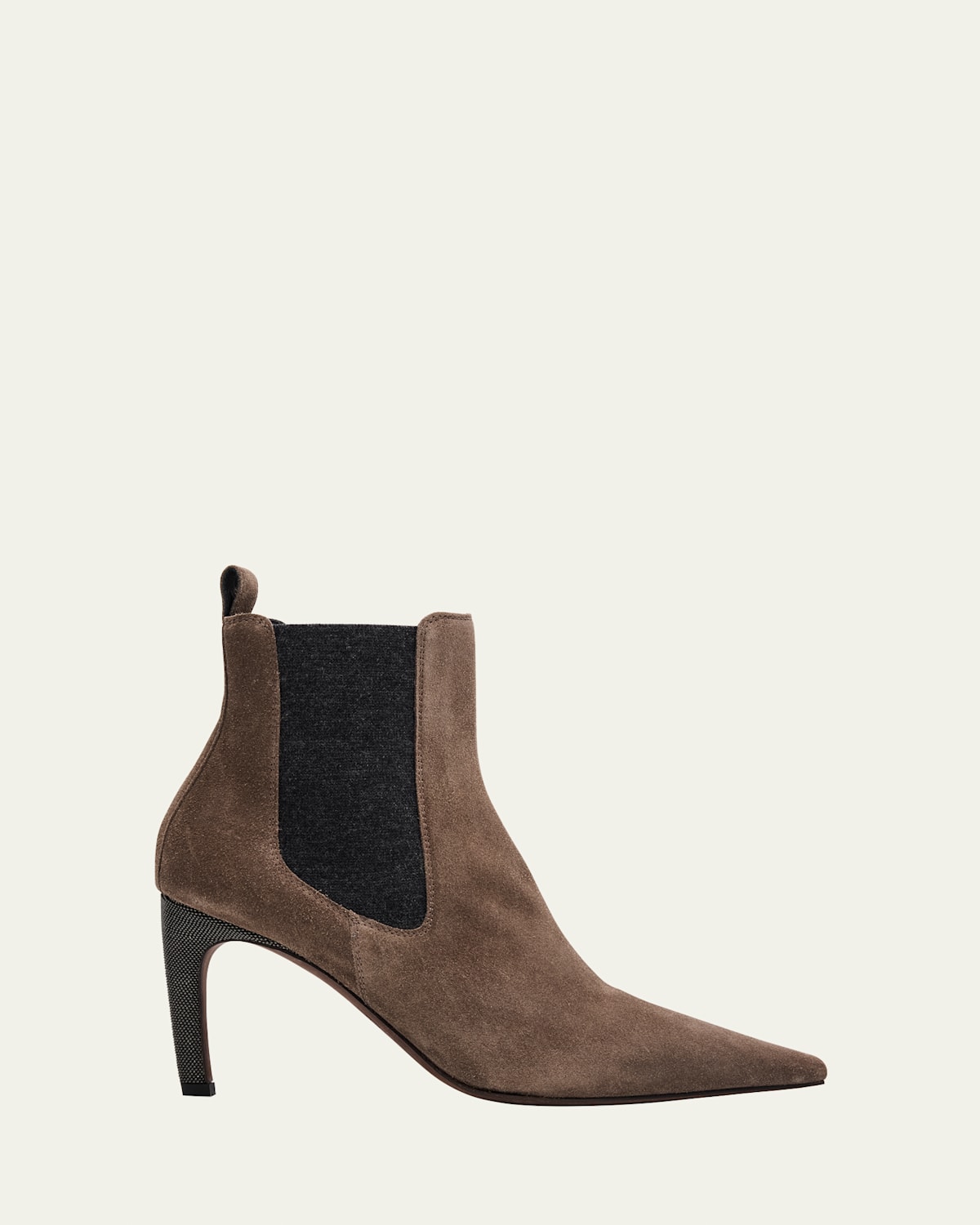 Brunello Cucinelli Suede Monili-heel Chelsea Booties