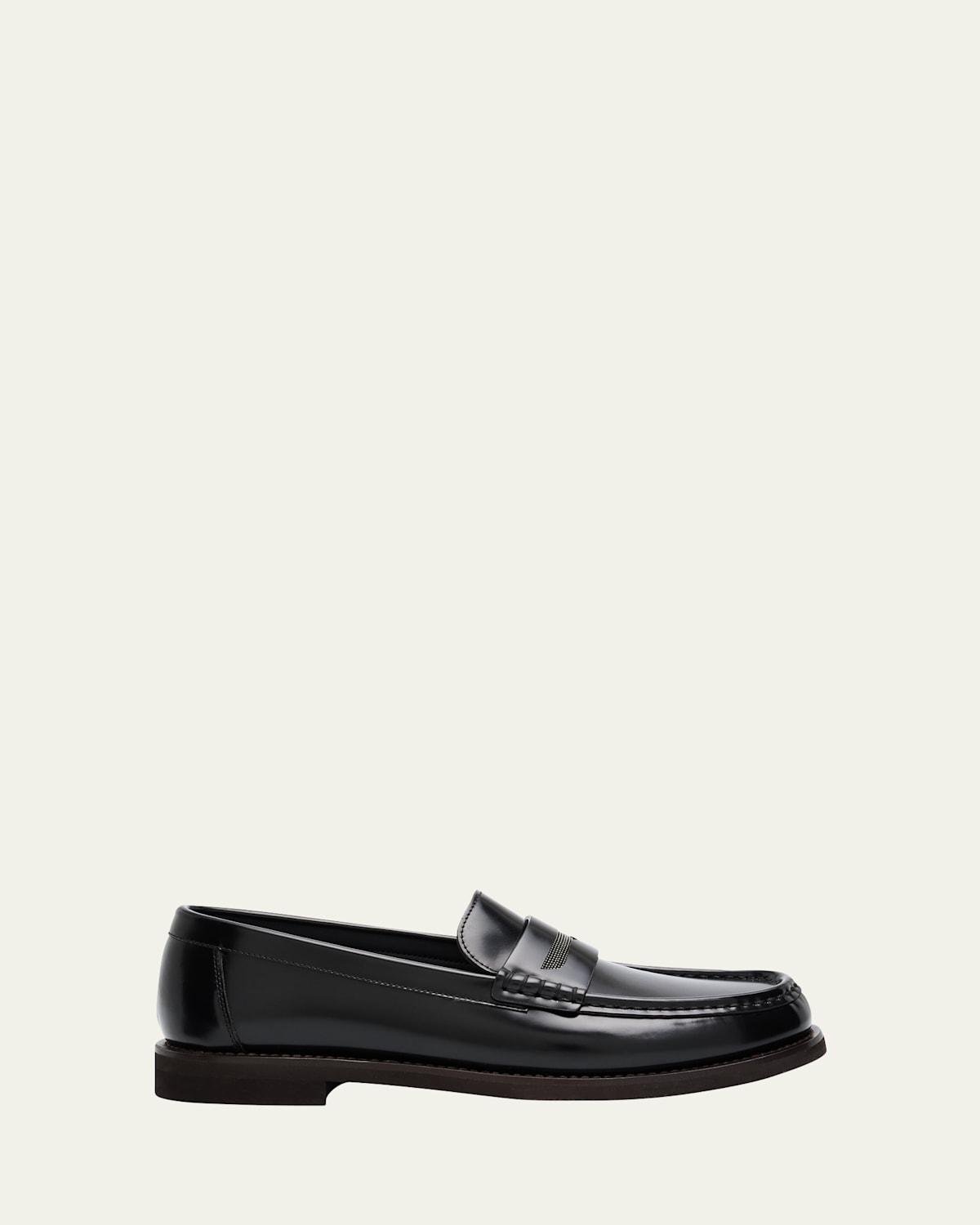 Brunello Cucinelli Leather Monili Penny Loafers