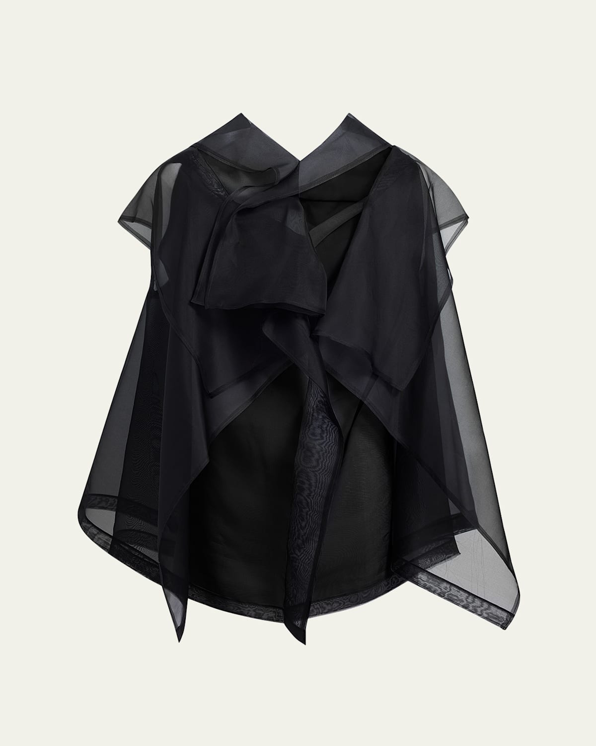 Khaite Santana Oversized Ruffle Silk Organza Top In Black