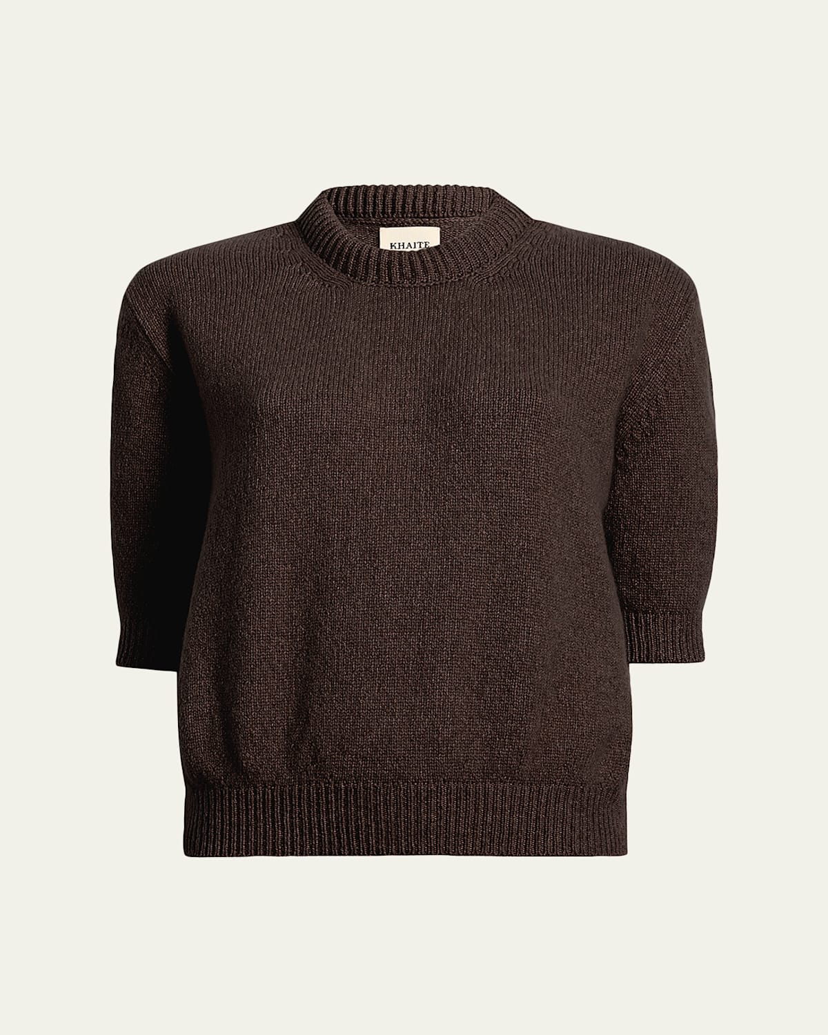Khaite Davin Short-sleeve Cashmere Sweater In Brown