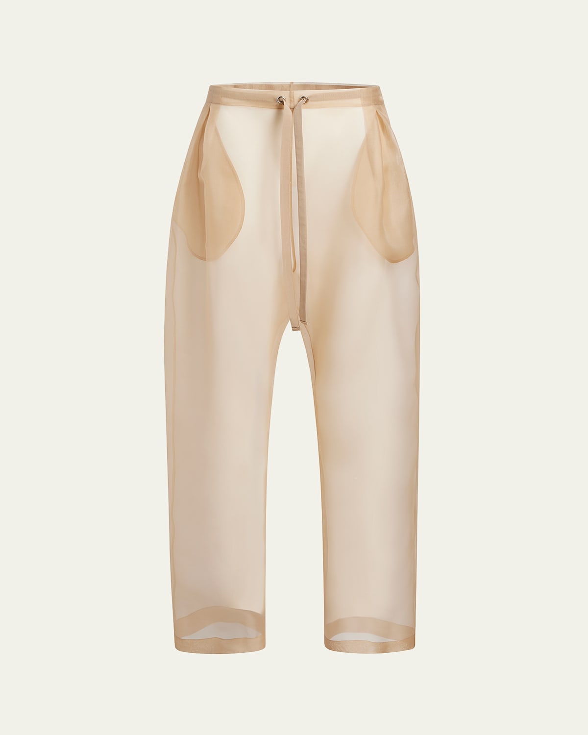 Khaite Trenton Pleated Silk-organza Tapered Pants In Beige