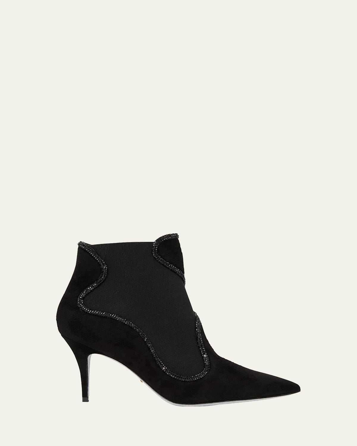 René Caovilla 80mm Embellished Suede Booties In Black
