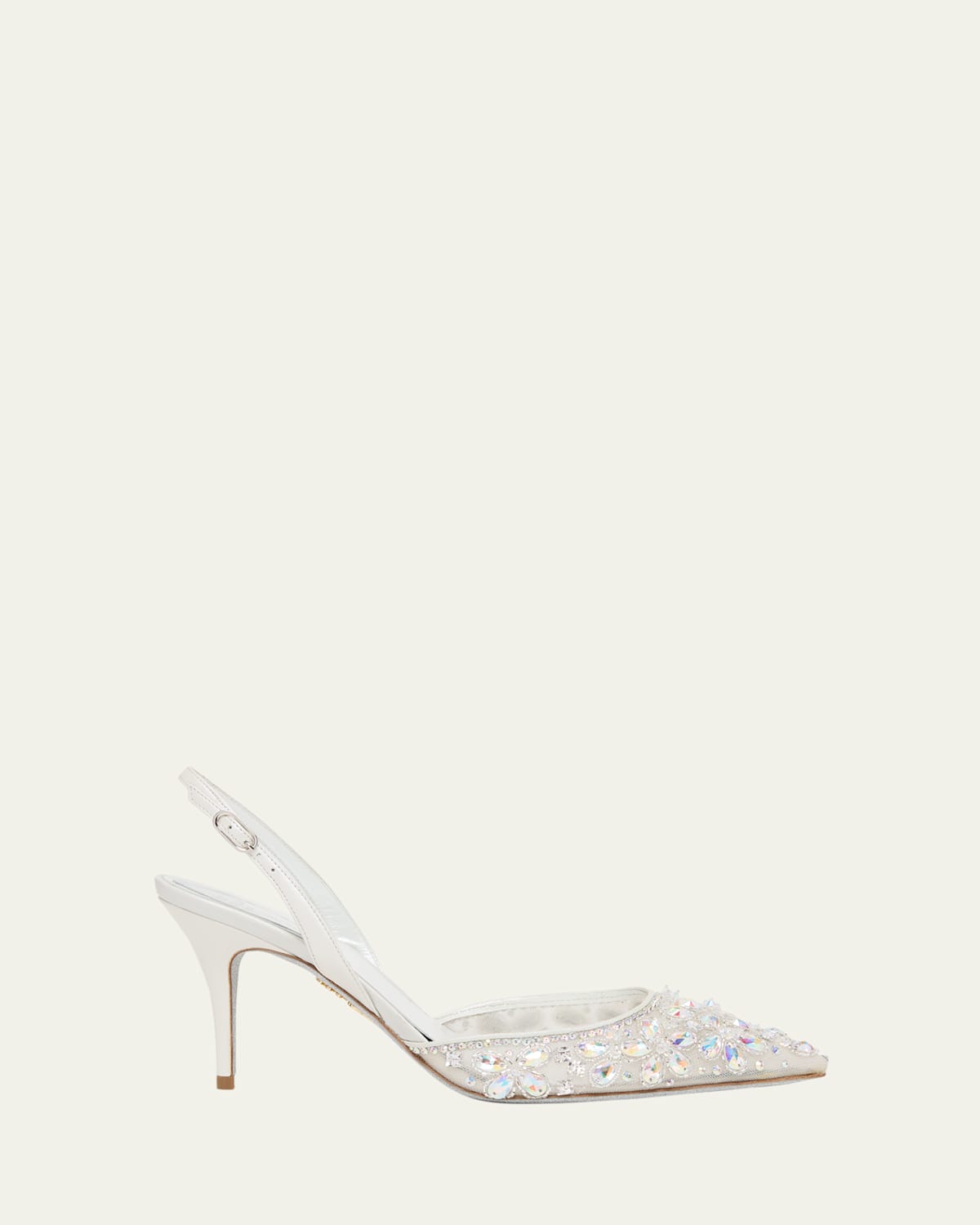 René Caovilla 80mm Embellished Mesh Slingback Pumps In Animal Print