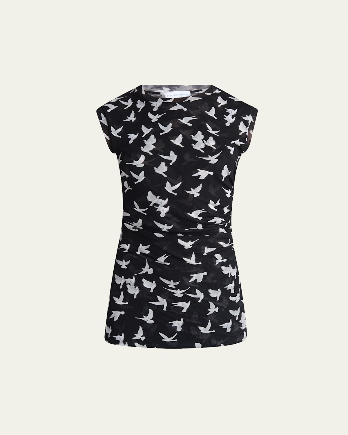 Stella Mccartney Ruched Mesh Jersey Top In Black