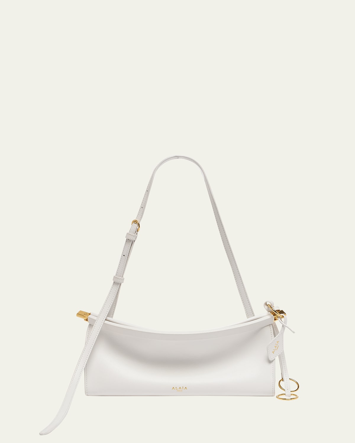 Shop Alaïa Le Click Small Shoulder Bag In Glossy Leather In 010 Blanc Optique