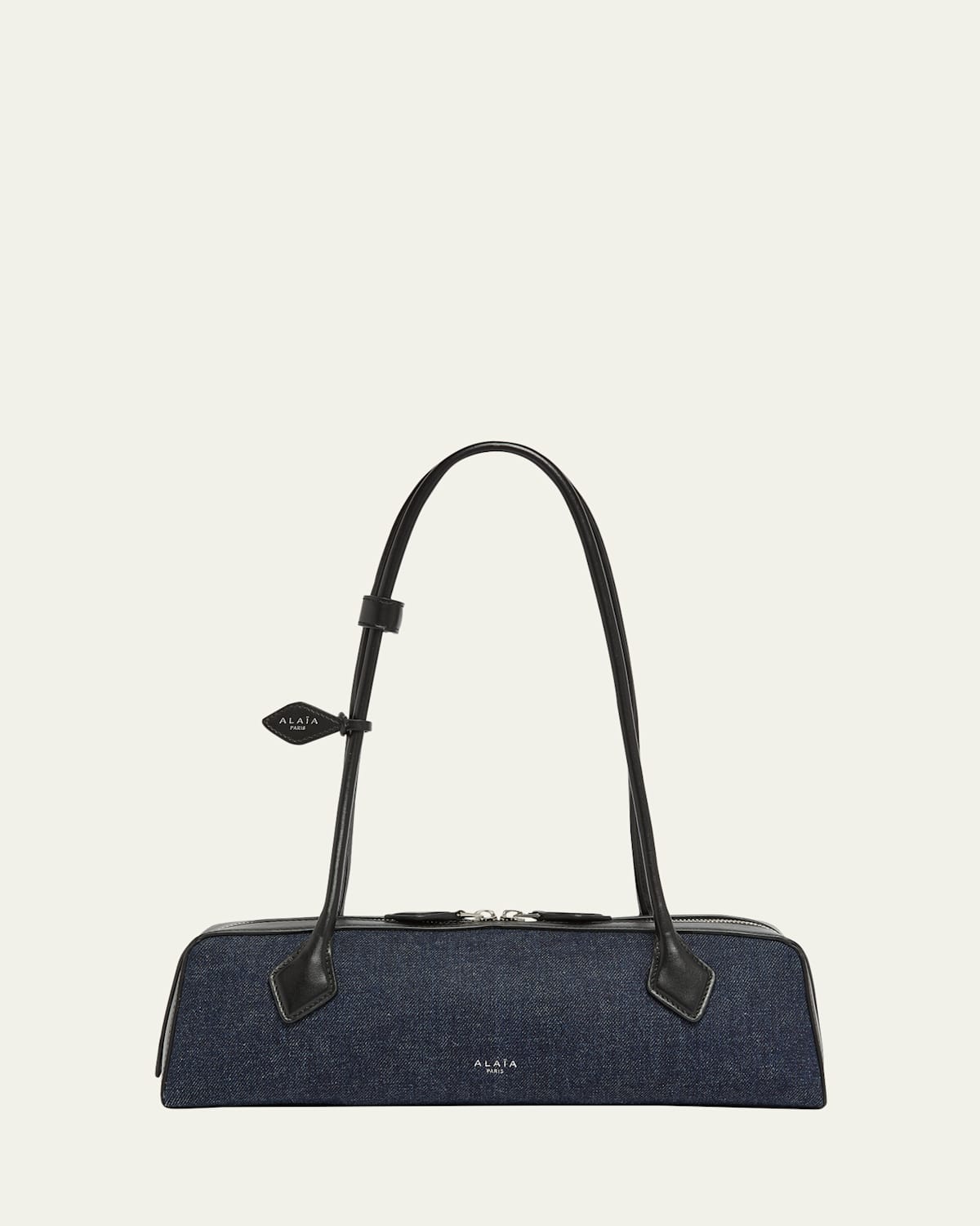 Shop Alaïa Le Teckel Medium Shoulder Bag In Denim In 516 Bleu Denim