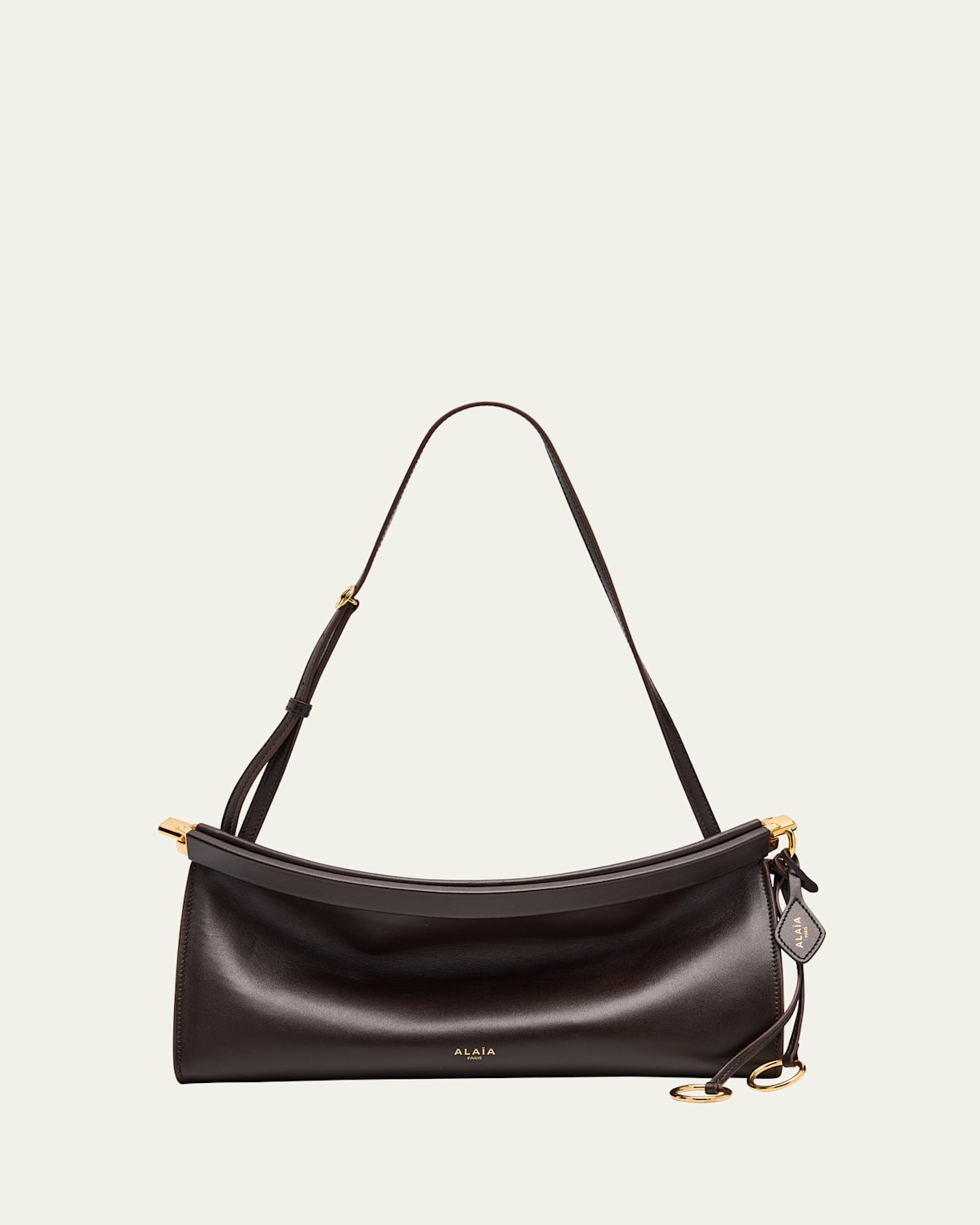 Alaïa Le Click Medium Shoulder Bag In Glossy Leather In Brown