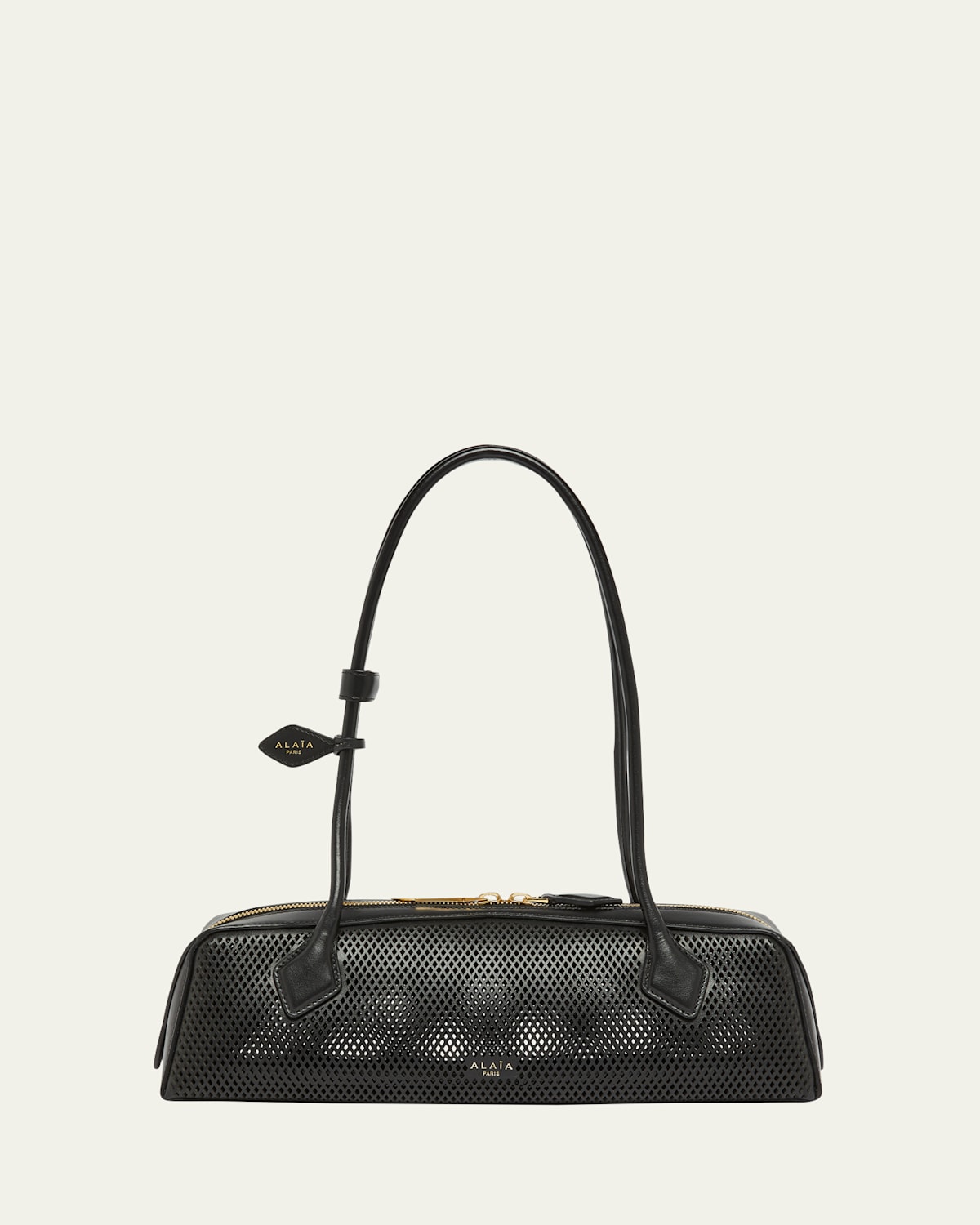 Alaïa Le Teckel Medium Shoulder Bag In Fishnet Leather In 999 Noir