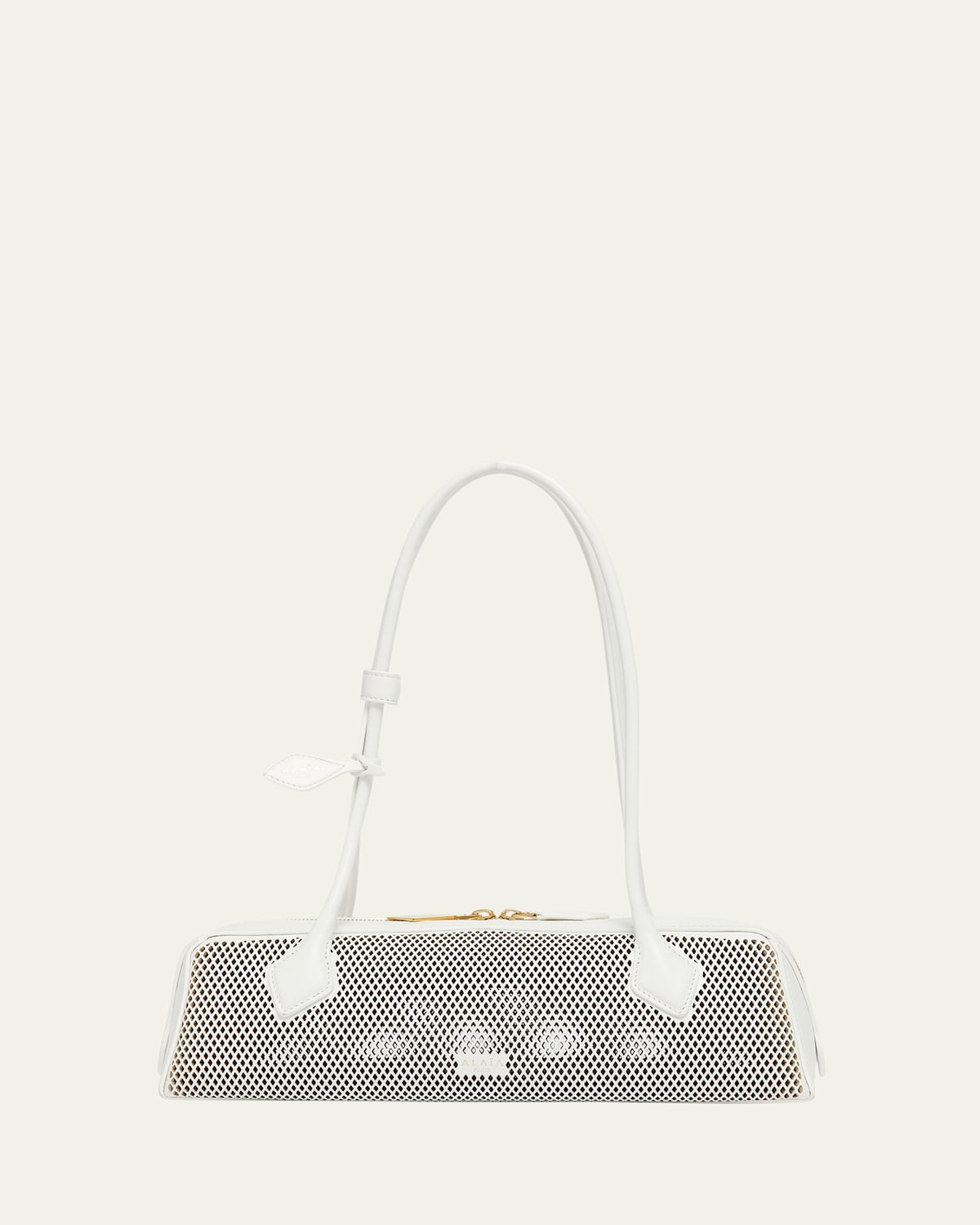 Alaïa Le Teckel Medium Shoulder Bag In Fishnet Leather In 010 Blanc Optique
