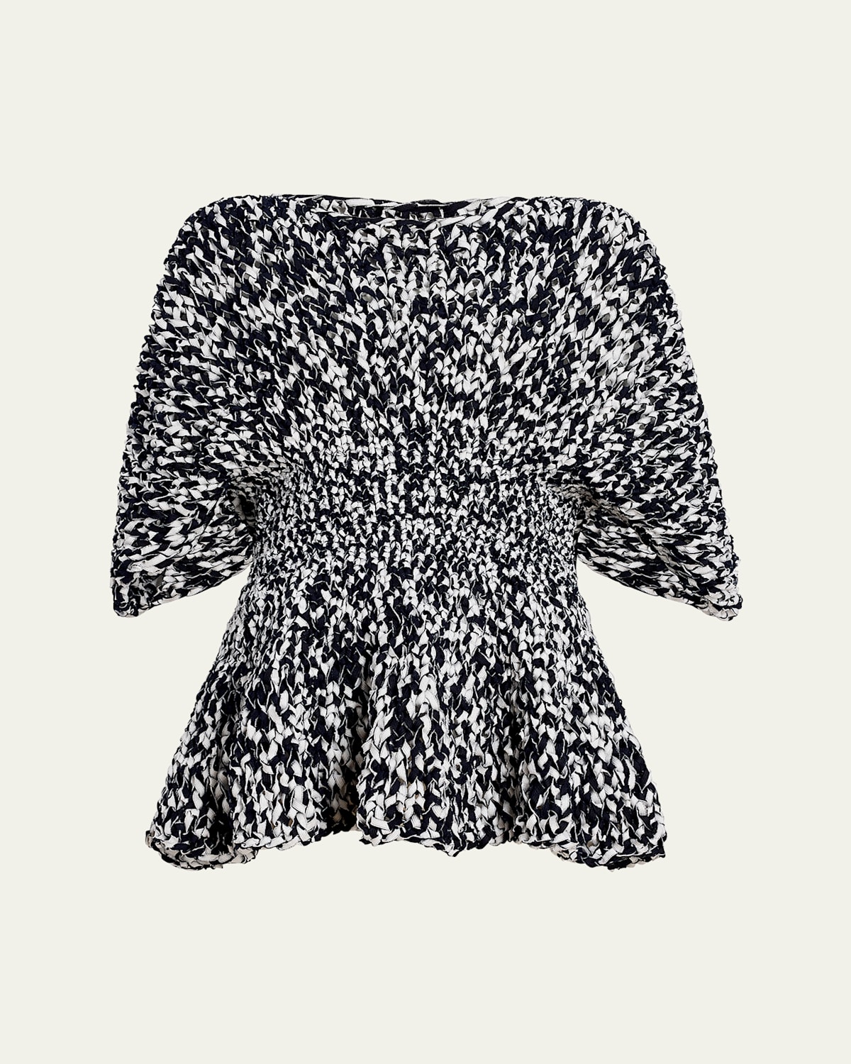 Khaite Mathilde Cotton-blend Peplum Top In Glaze  Midnight Nav