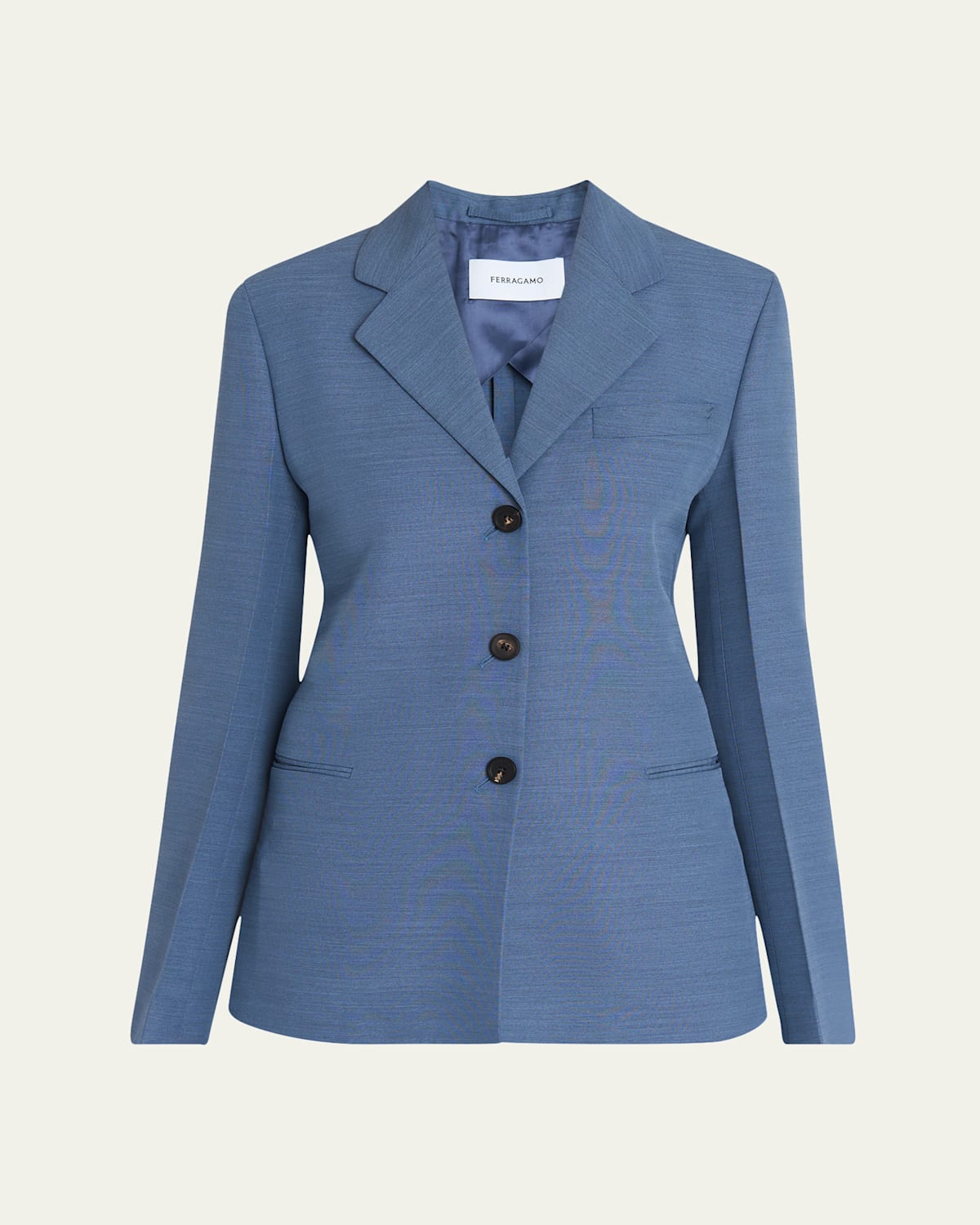FERRAGAMO 3-BUTTON WOOL FAILLE JACKET 