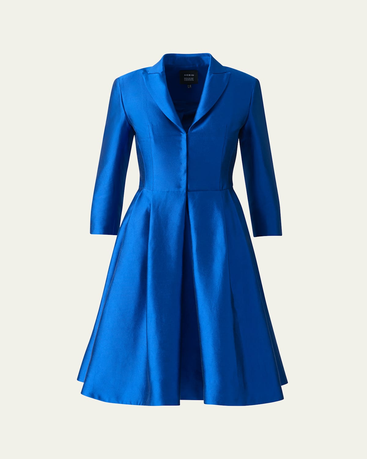 Akris Three-quarter Sleeve Flared Short Silk Coat Dress