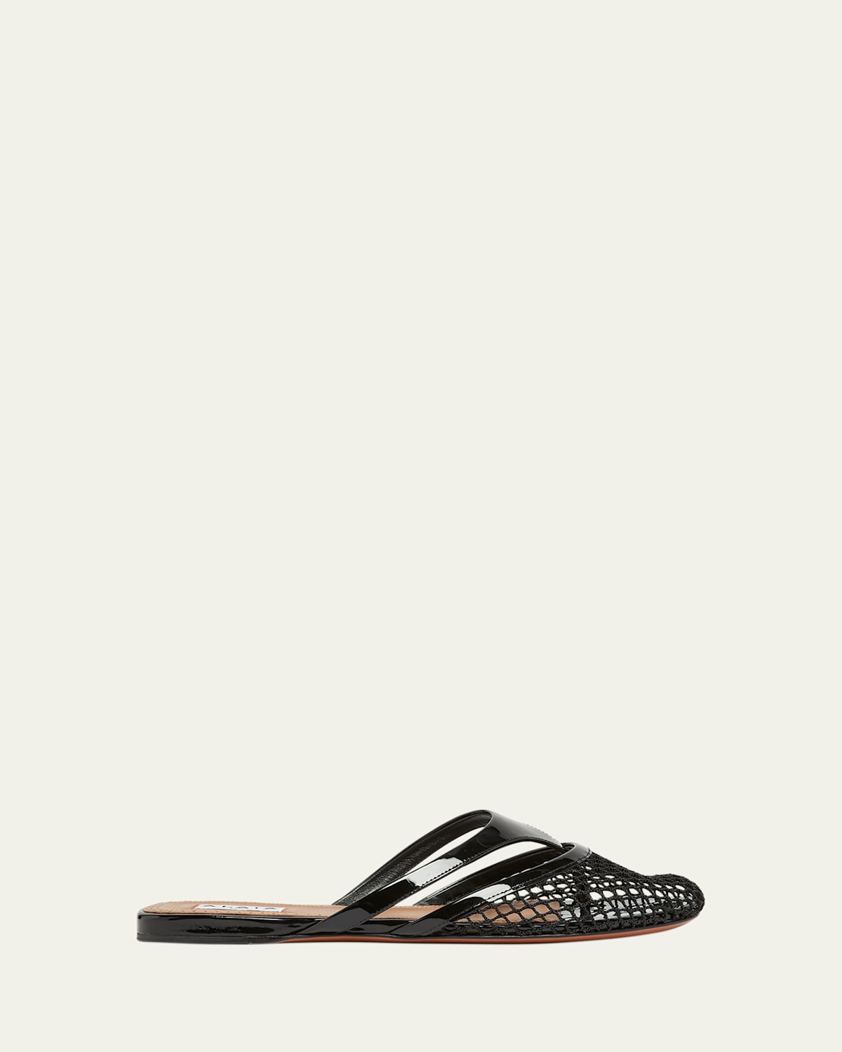 Shop Alaïa Net Leather Thong Mules In Noir