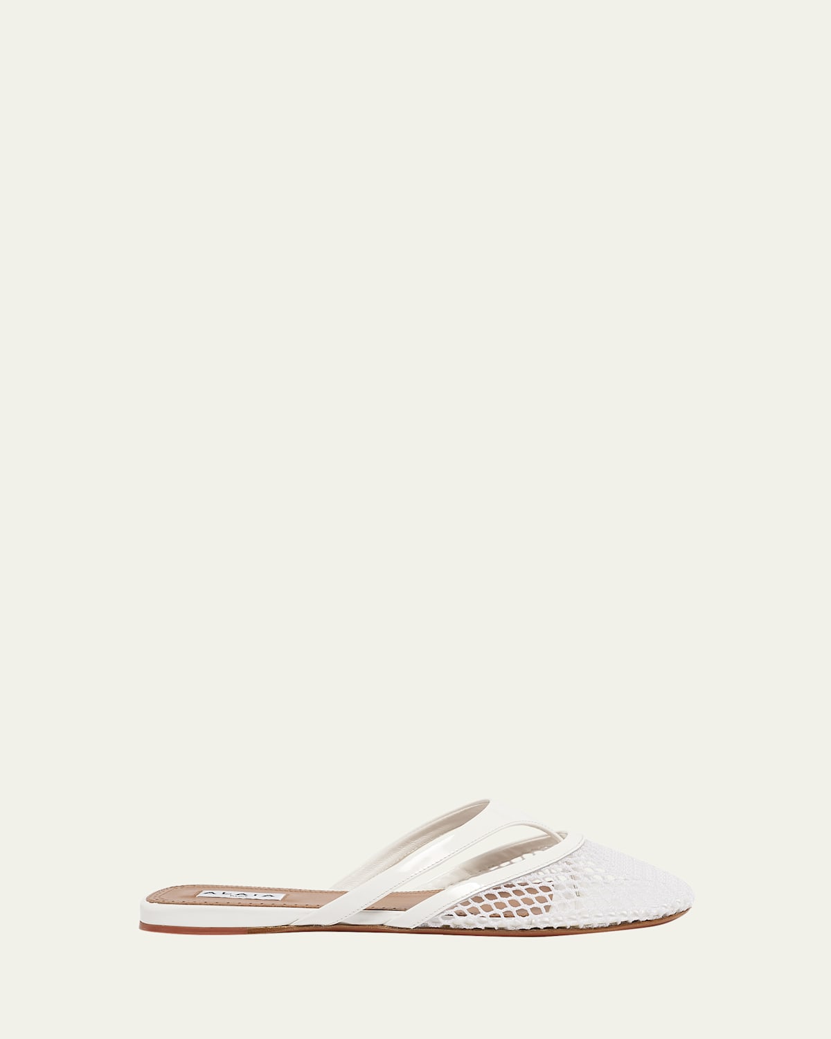 Shop Alaïa Net Leather Thong Mules In Blanc Optique