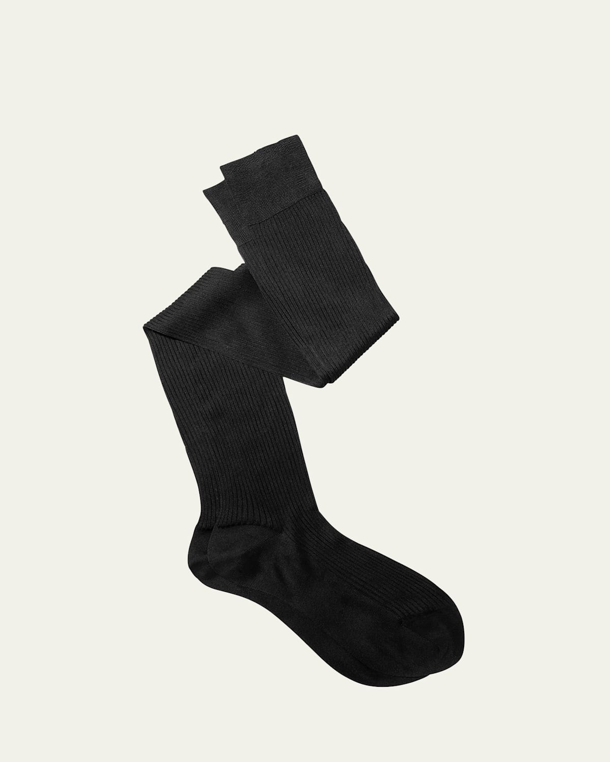 Ribbed Knee-Long Silk Socks