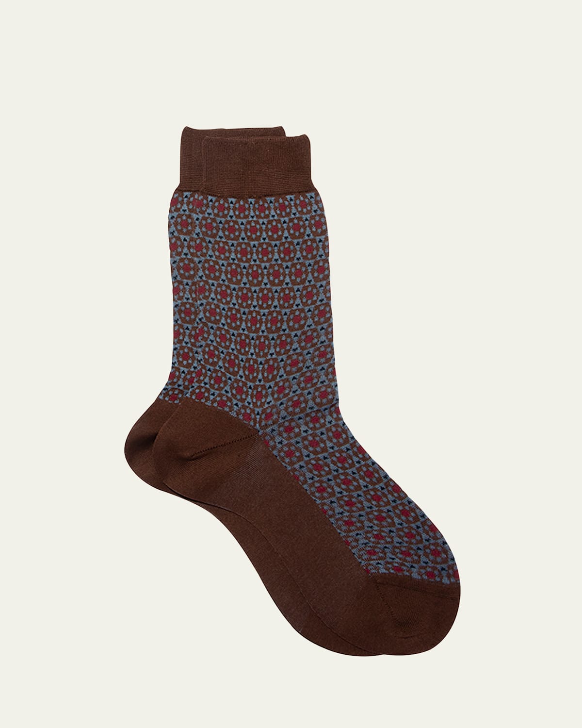 Geometric Intarsia Cotton Crew Socks