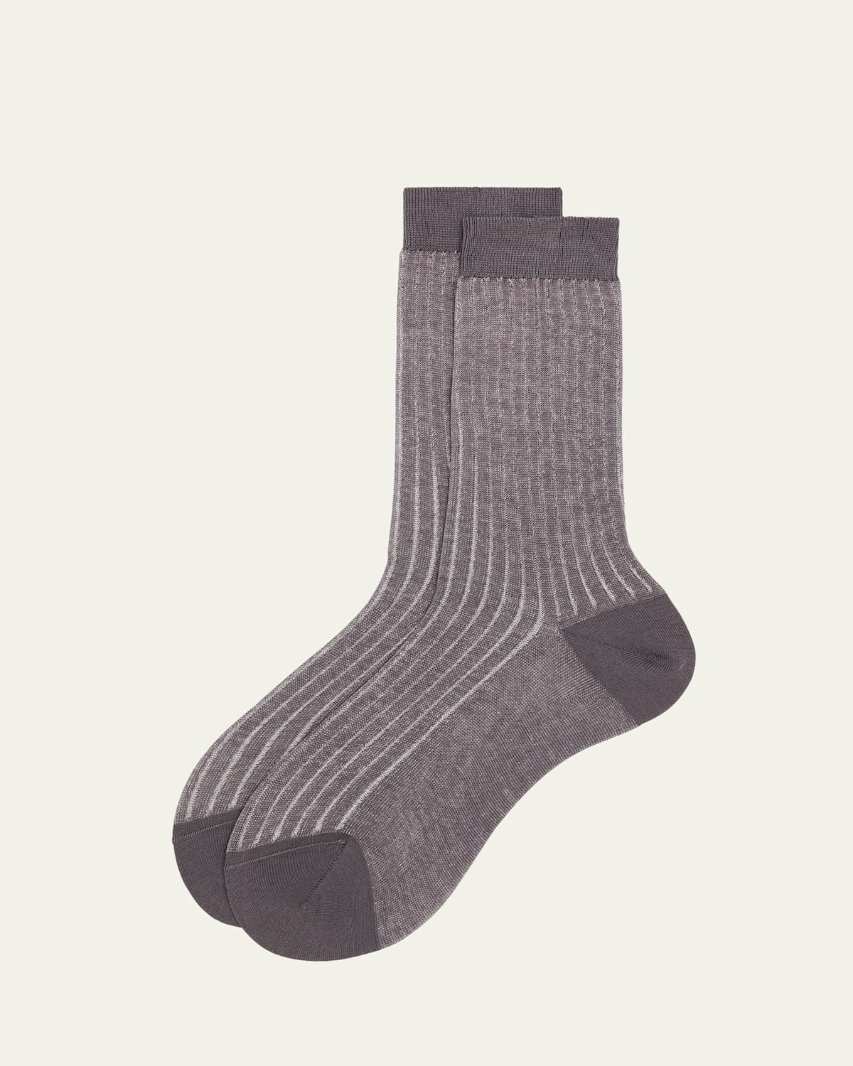 Colorblock Rib Knit Cotton Mid-Calf Socks