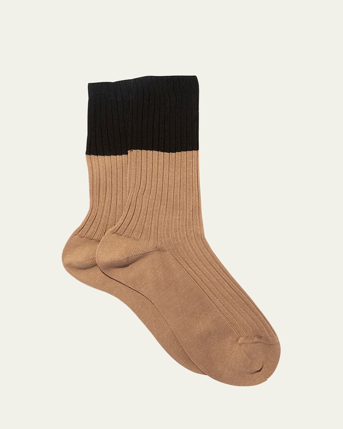 Ribbed Colorblock Cotton Crew Socks