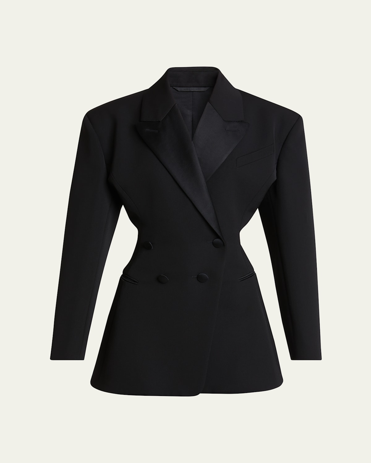Givenchy Double-breasted Silk-blend Satin-trimmed Wool-twill Blazer In Black