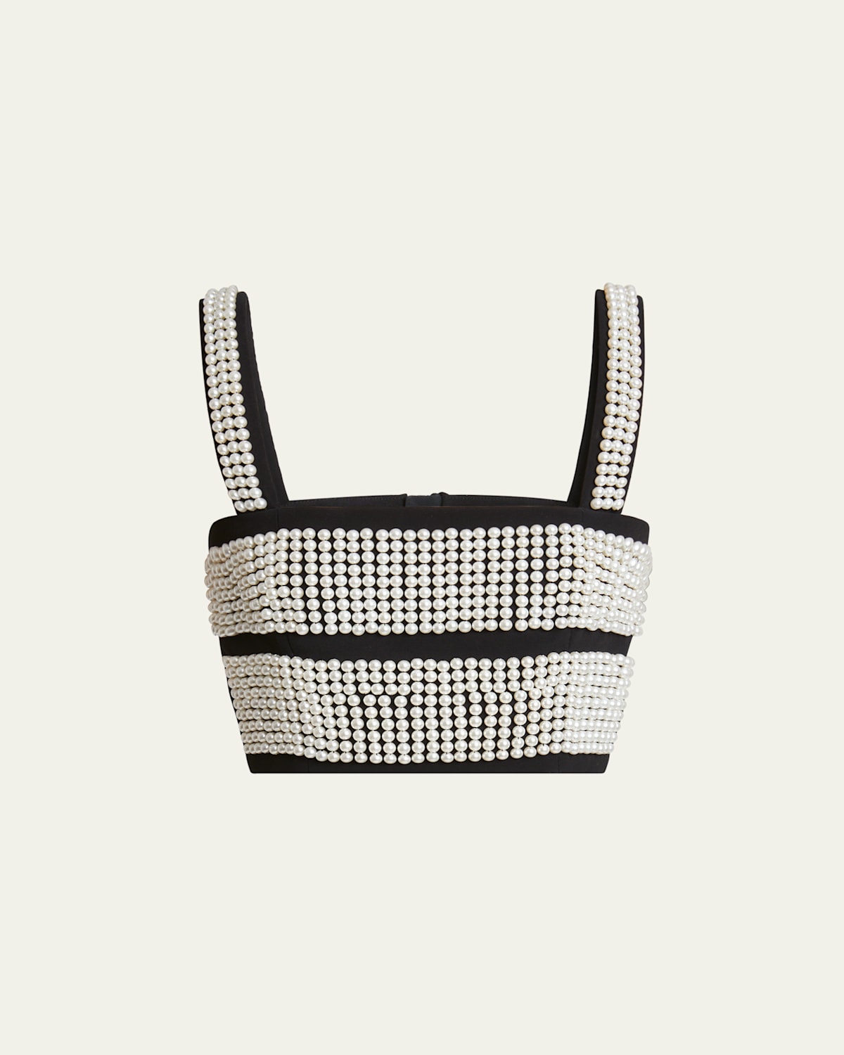 Balmain Pearly Crop Top In Blk White