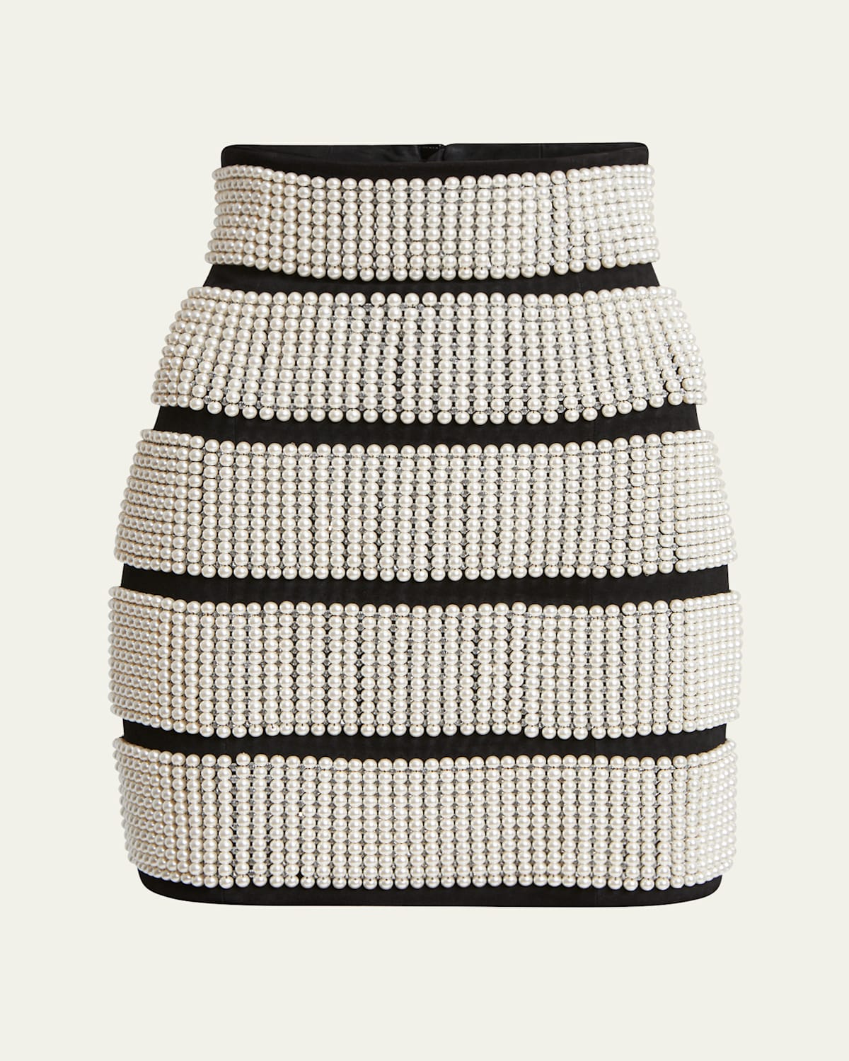 Balmain Pearl Pencil Mini Skirt In Blk White