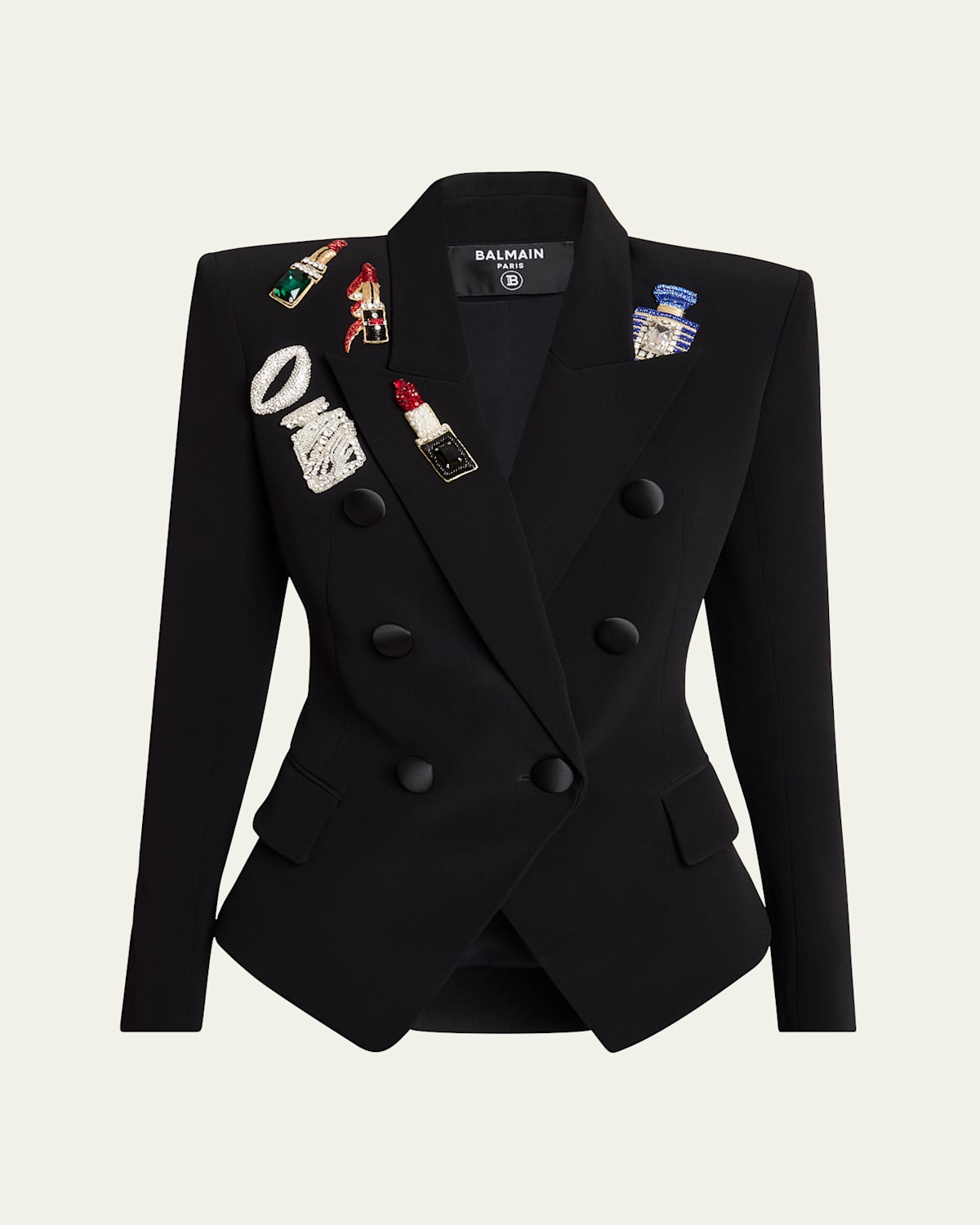 Double-Breasted Crystal Patch Blazer