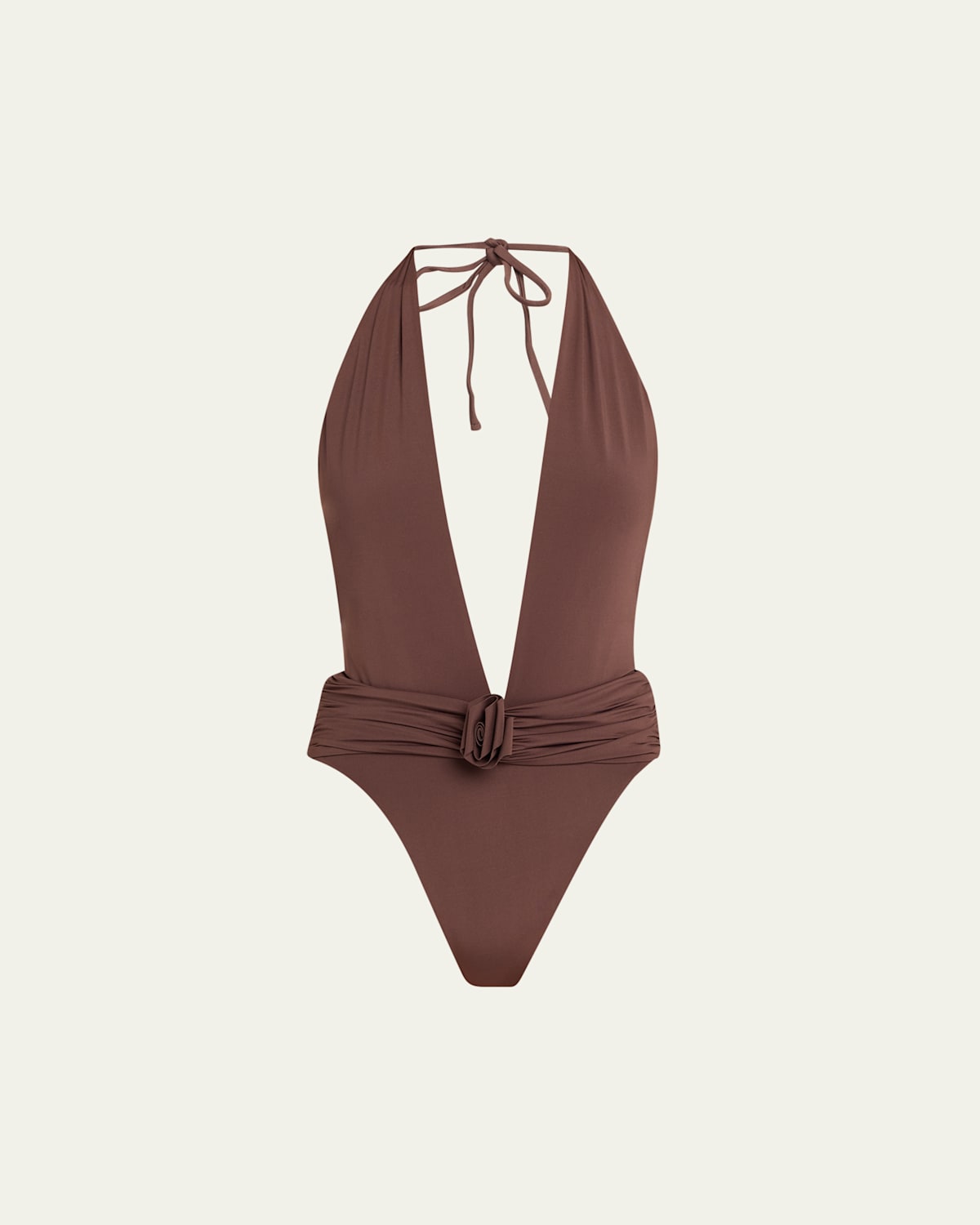Maygel Coronel Cipres Plunge One-piece Swimsuit In Brown