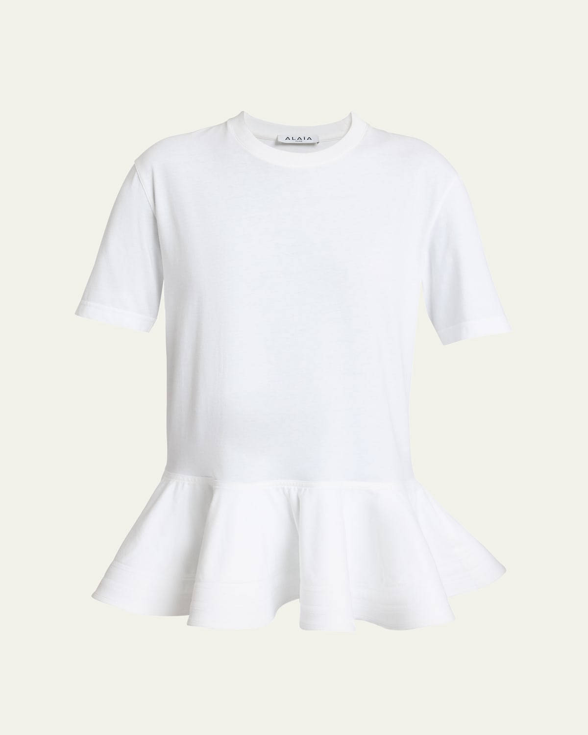 Shop Alaïa Short-sleeve Peplum T-shirt In Noir Alaia