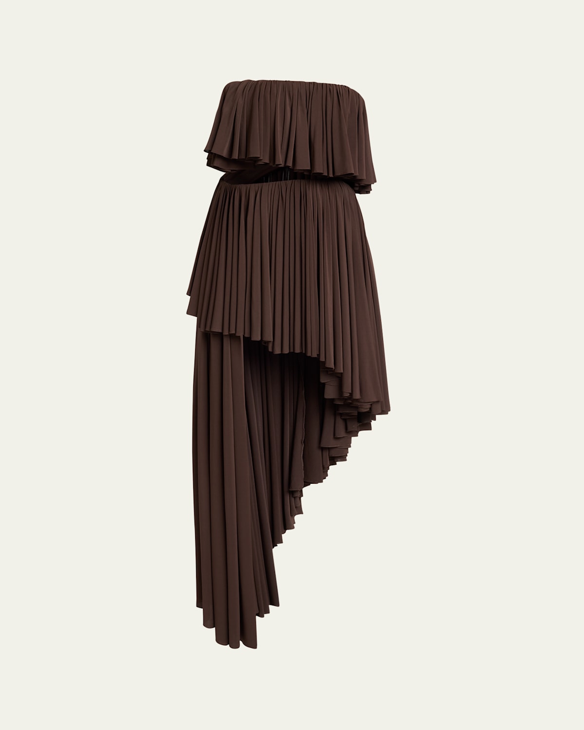 ALAÏA STRAPLESS RUFFLE SPIRAL CUTOUT DRESS