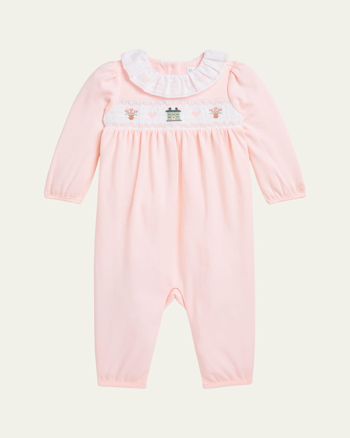 Polo Ralph Lauren Girl's Smocked Embroidered Coverall In Love Pink