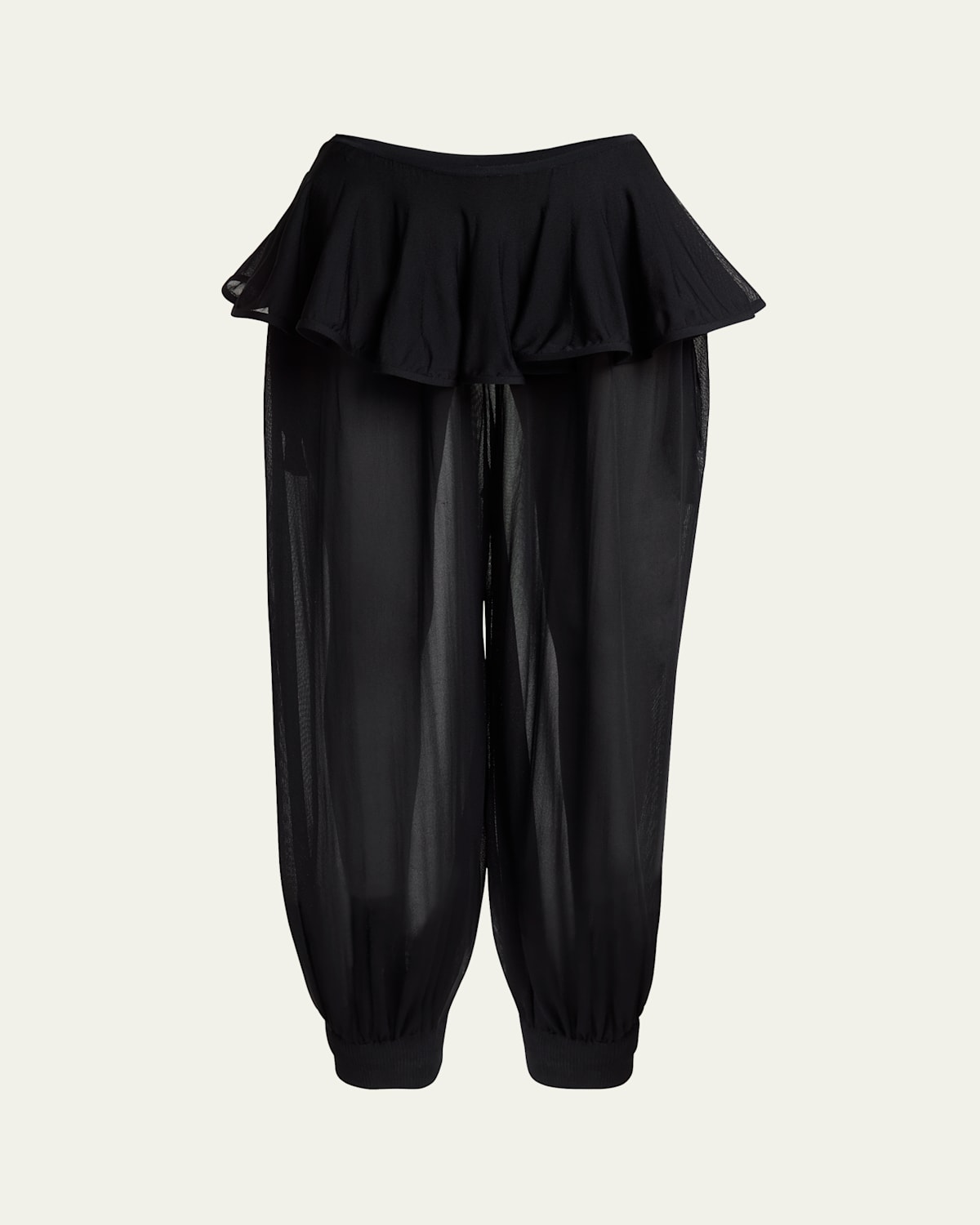 Alaïa Sheer Peplum Pants In Noir Alaia