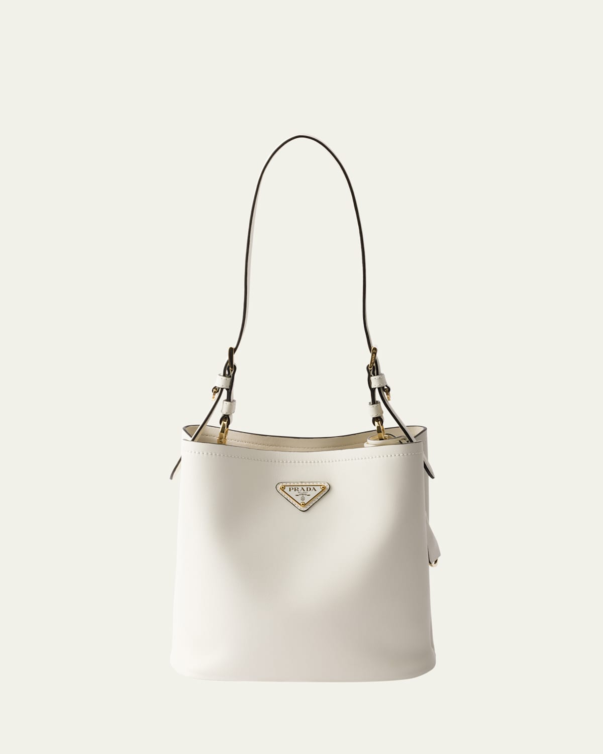 Prada Bucket Leather Shoulder Bag In F0pg7 Bianco N