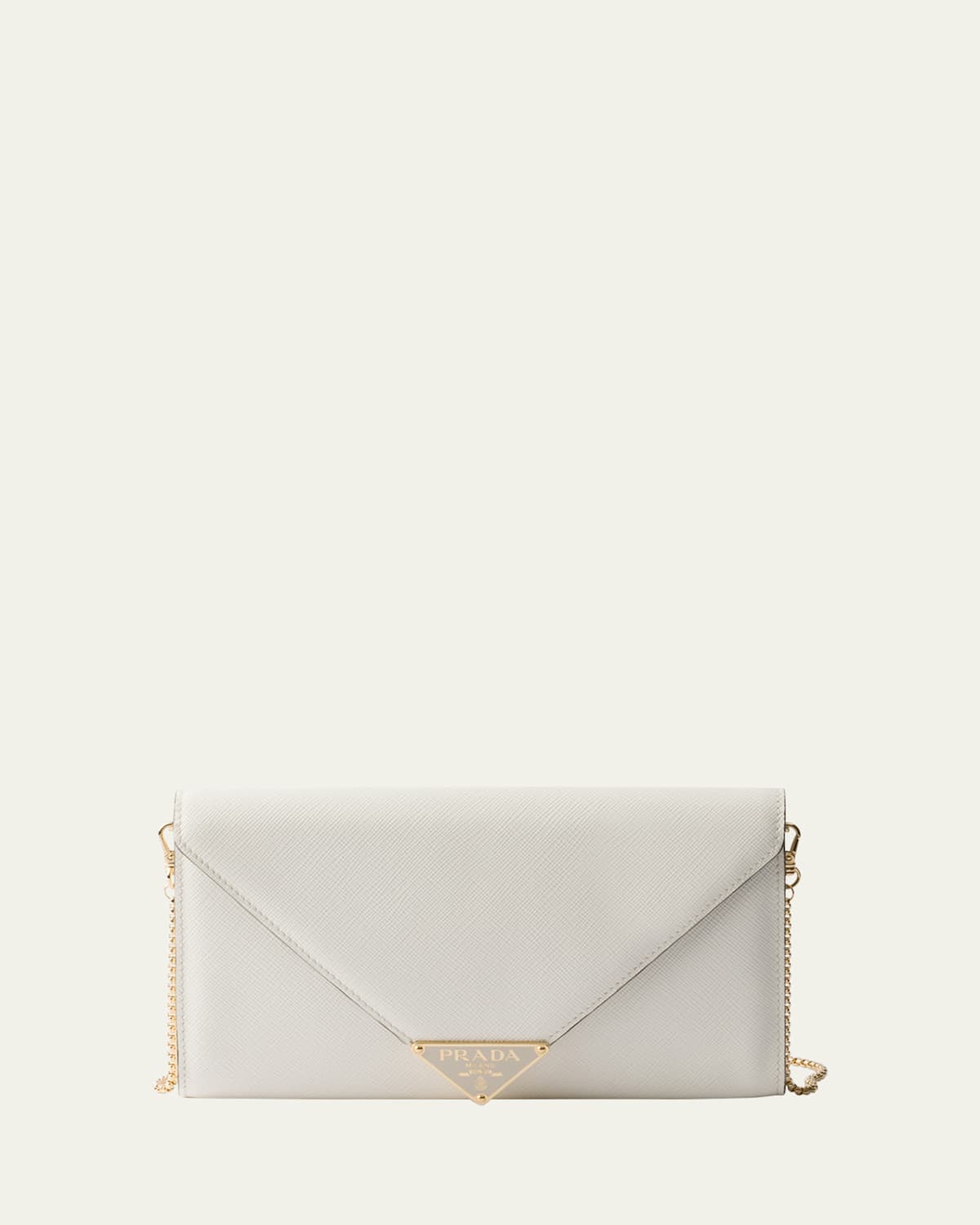 Prada Mini Envelope Flap Saffiano Leather Wallet On Chain In F0pg7 Bianco N