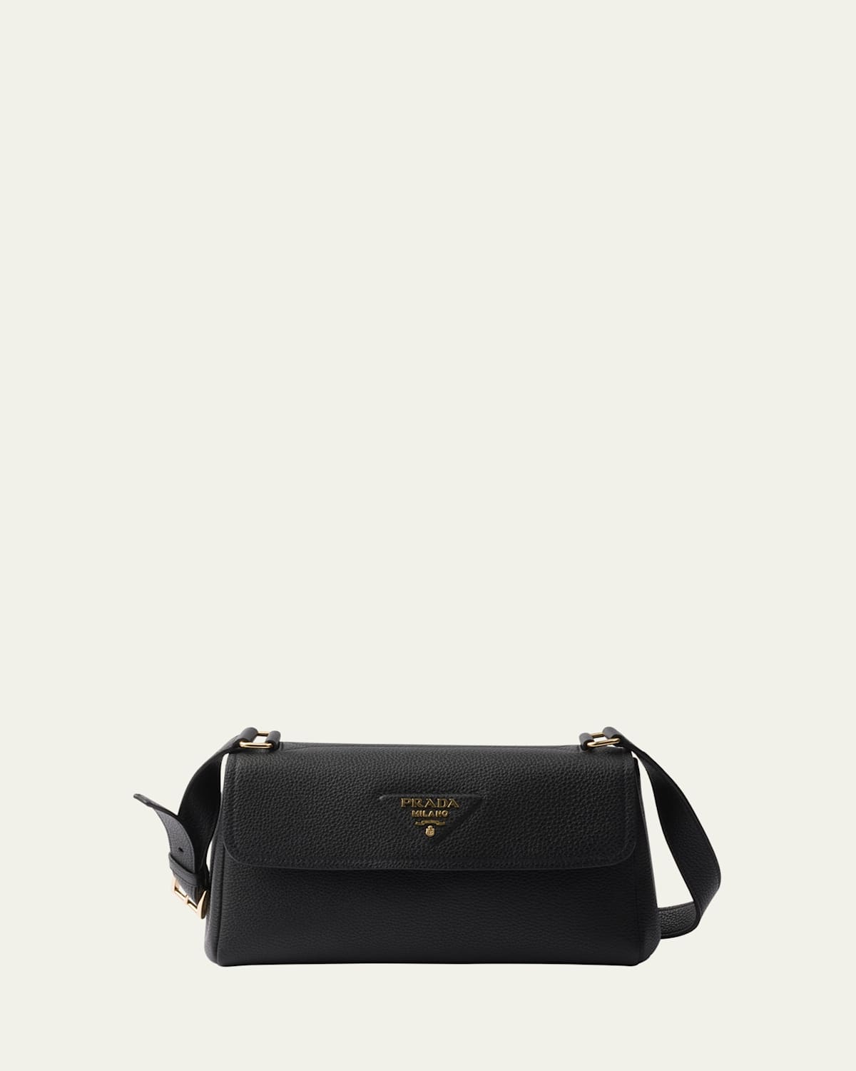 Prada Daino Flap Soft Leather Shoulder Bag In F0002 Nero